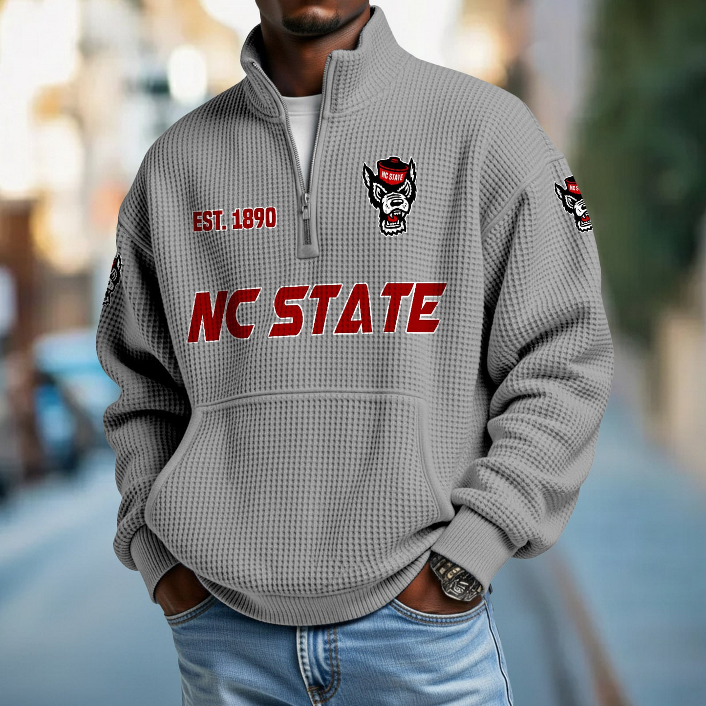 NCST x College Football - Waffle Stand Collar Half Zip Sweatshirt DatND DVT