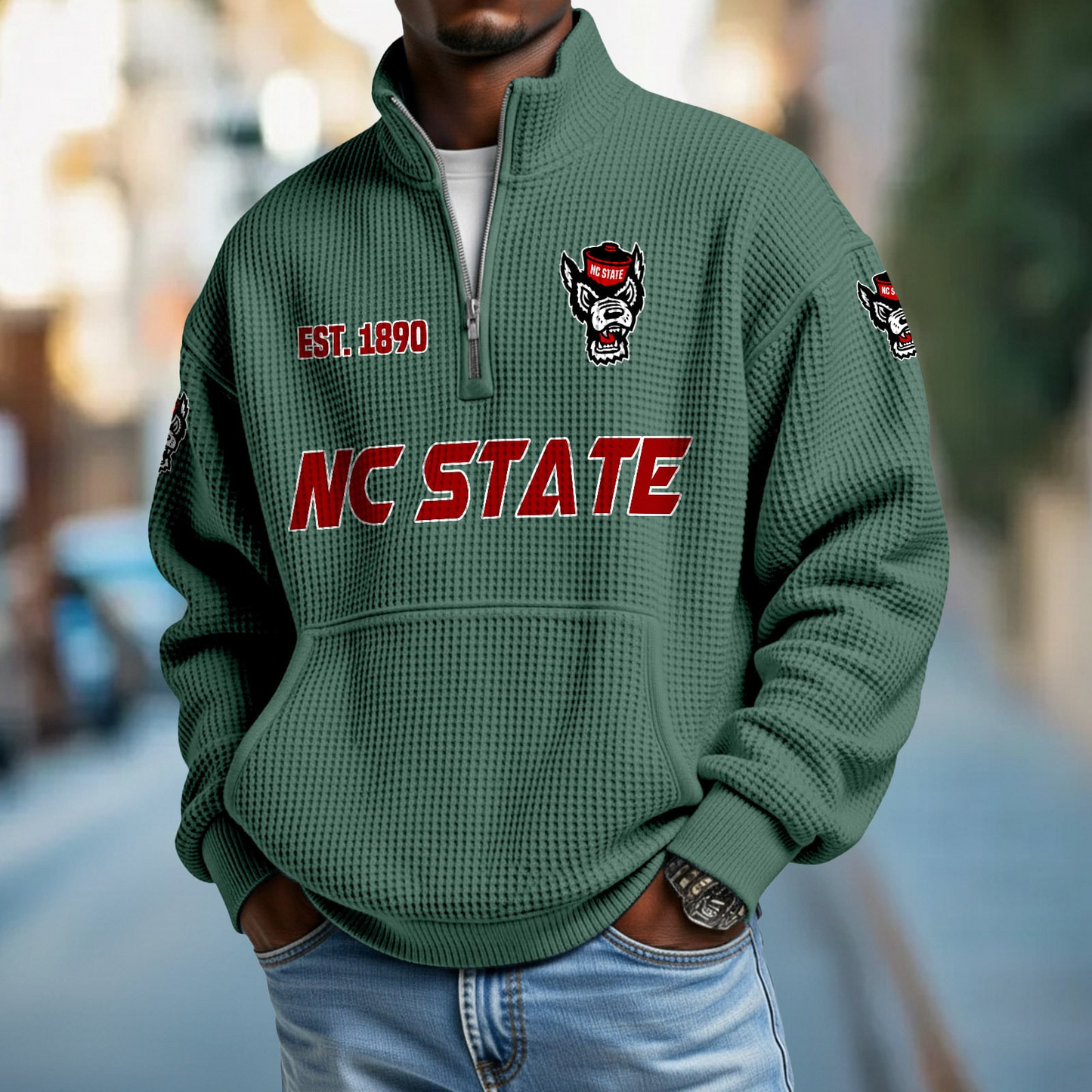 NCST x College Football - Waffle Stand Collar Half Zip Sweatshirt DatND DVT