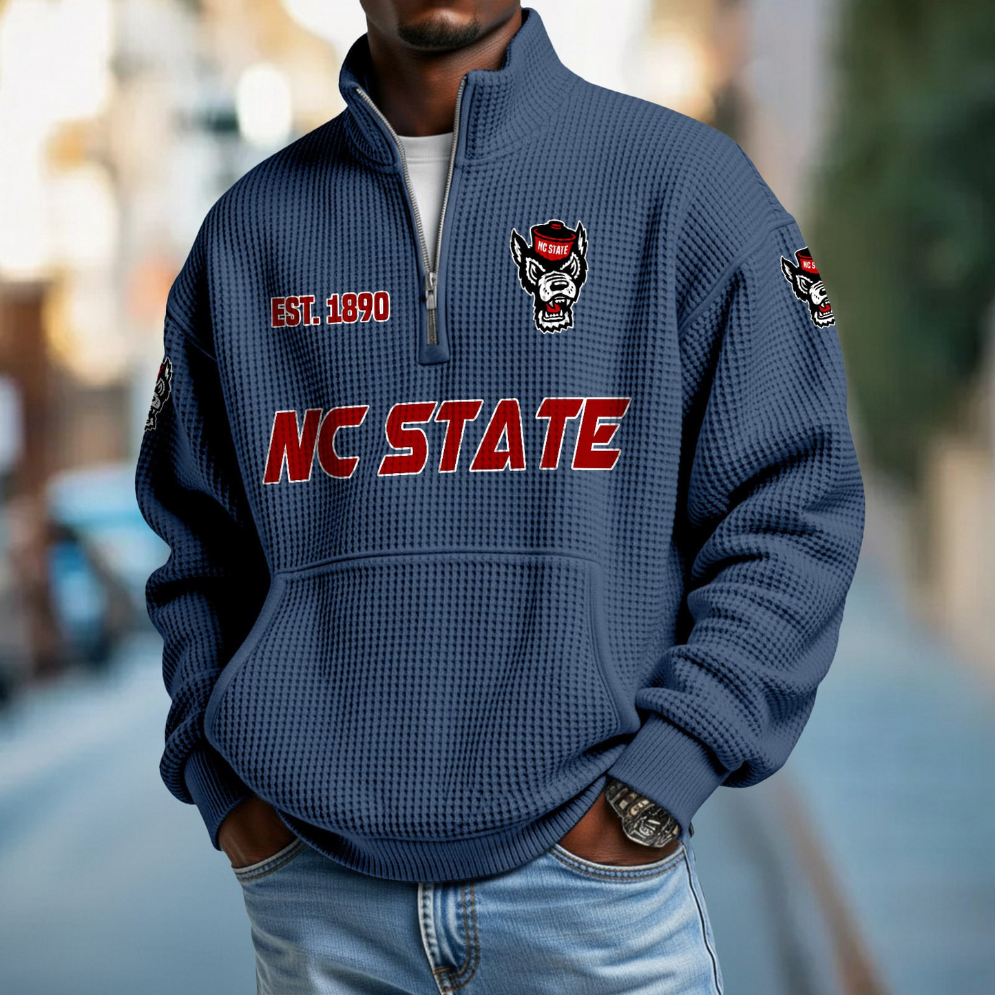 NCST x College Football - Waffle Stand Collar Half Zip Sweatshirt DatND DVT