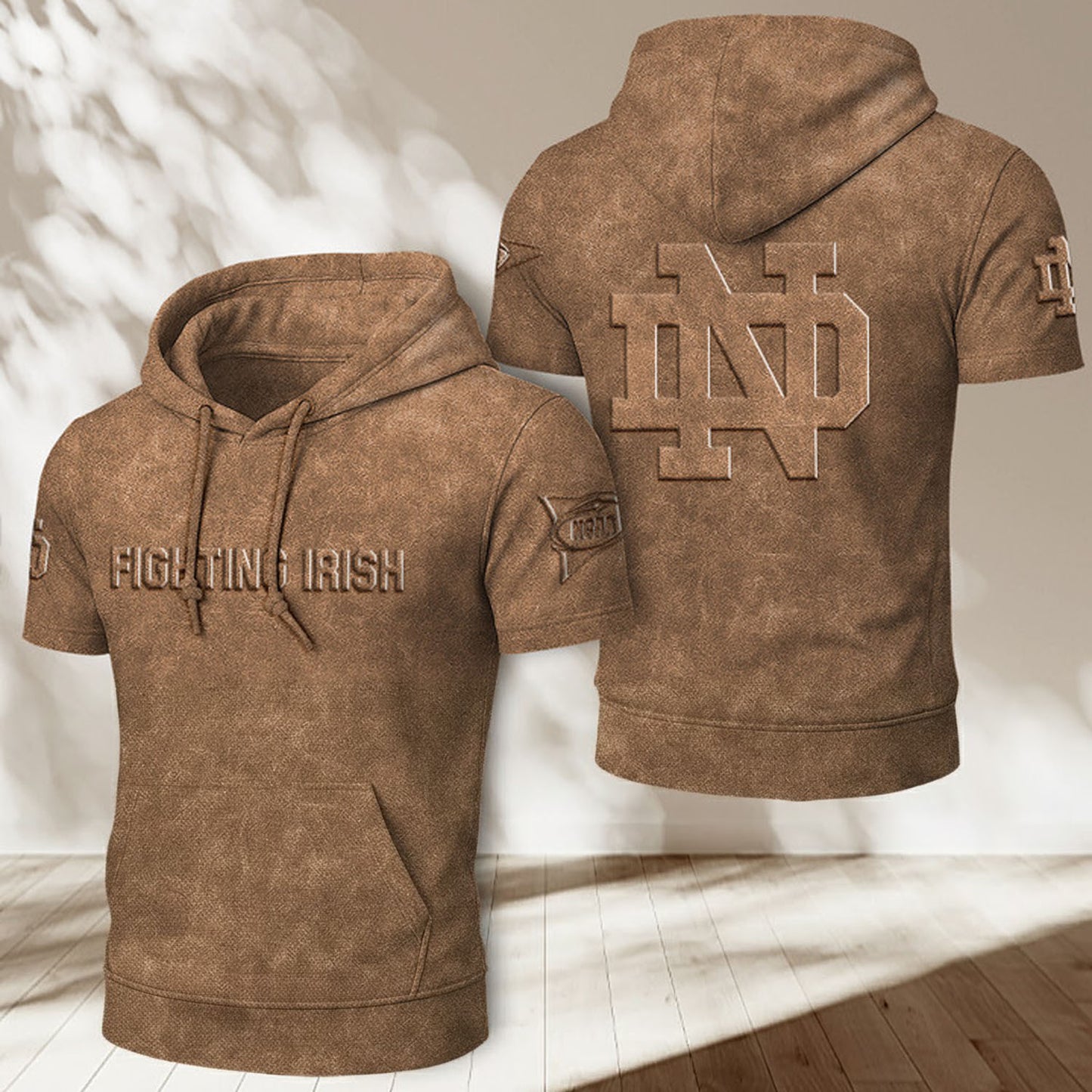 ND x NCAA Half Sleeve Hoodie T-Shirt DatND ThuongNH