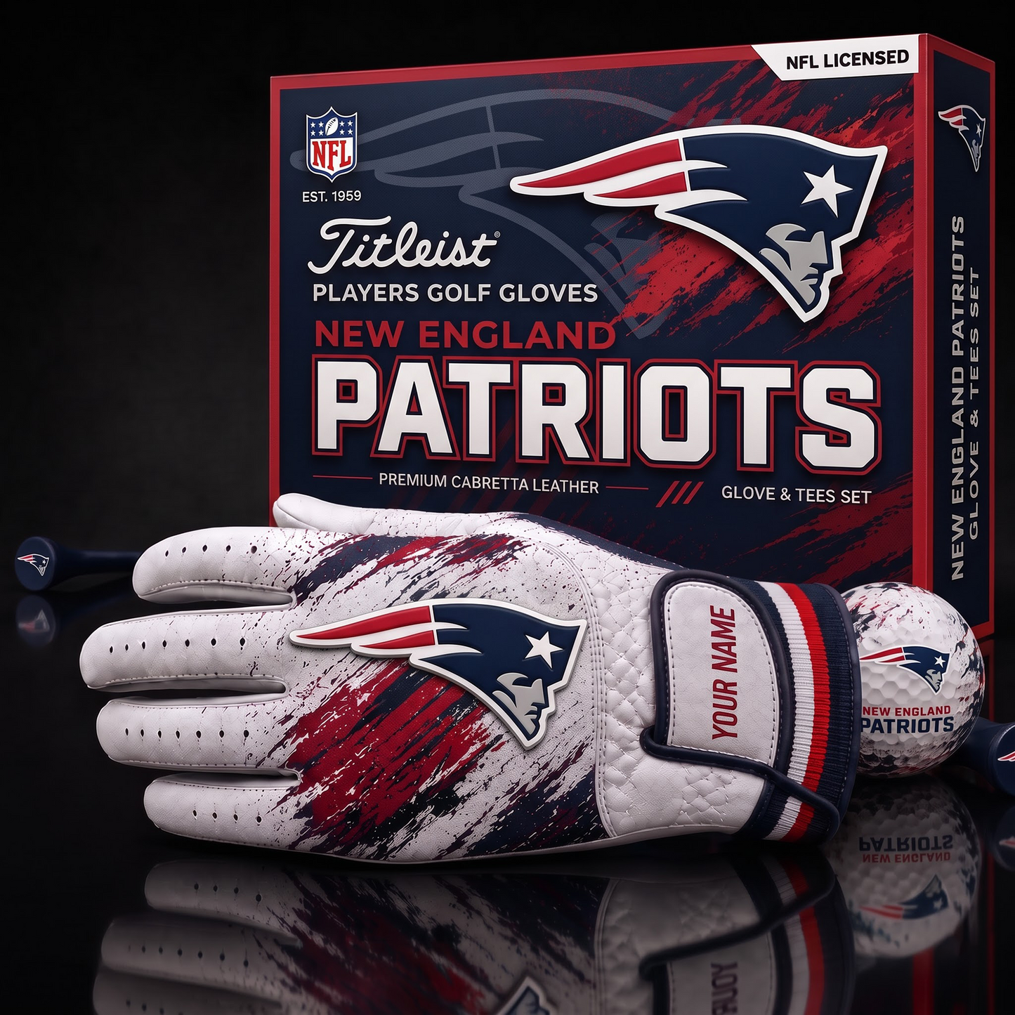 NE NFL LUXURY PERSONALIZED GOLF GLOVE SET LIMITED EDTION