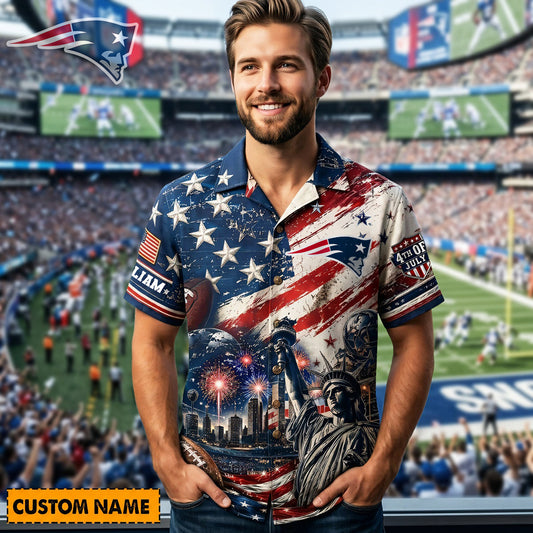 NE X PREMIUM NFL Personalized Proud American Hawaiian Shirt 190626