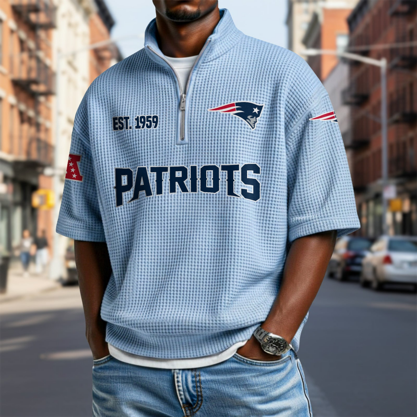 NE x NFL Waffle Short Sleeve Polo Shirt DatND DVT
