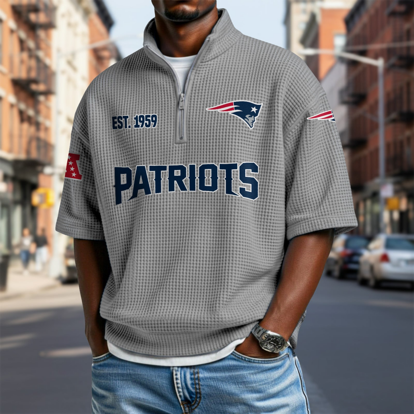 NE x NFL Waffle Short Sleeve Polo Shirt DatND DVT