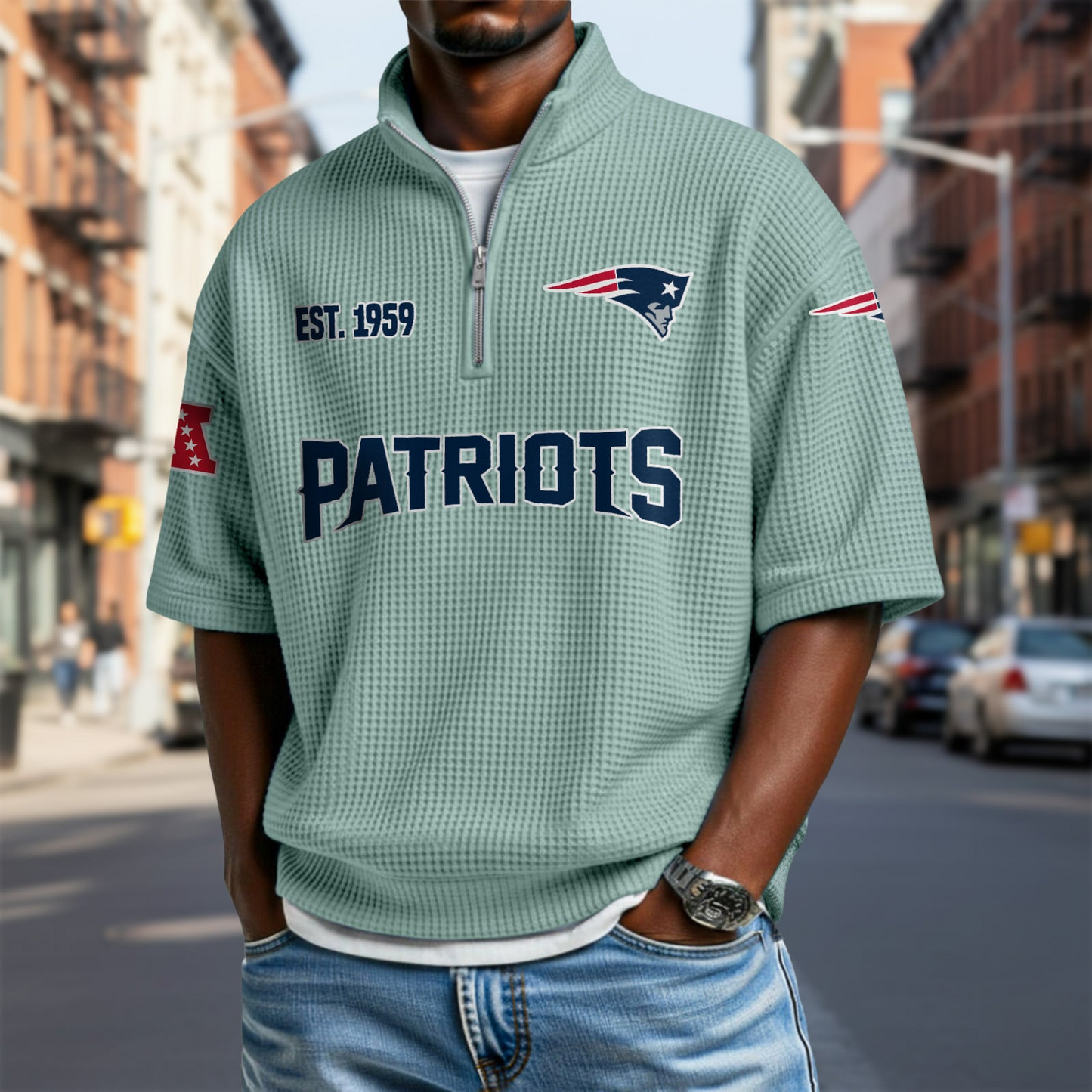 NE x NFL Waffle Short Sleeve Polo Shirt DatND DVT