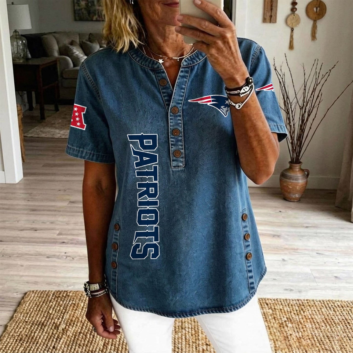 NE x NFL Womenƒ??s Denim Casual Tops DATND LBN 190526