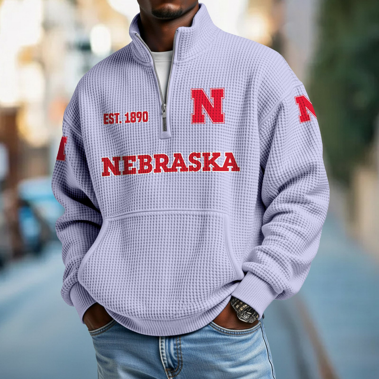NEB x College Football - Waffle Stand Collar Half Zip Sweatshirt DatND DVT