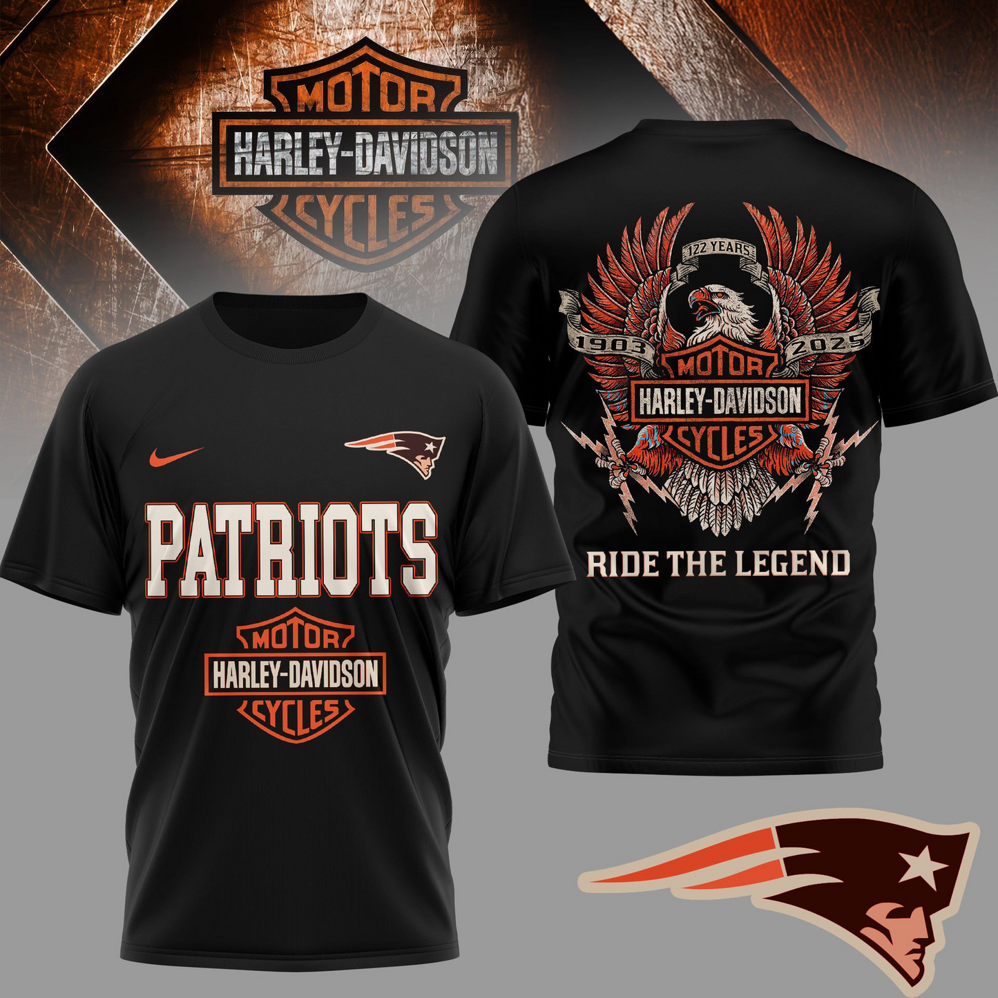 NEP Premium NFL 122 Year Motorcycle 3D Shirt DDT NTL