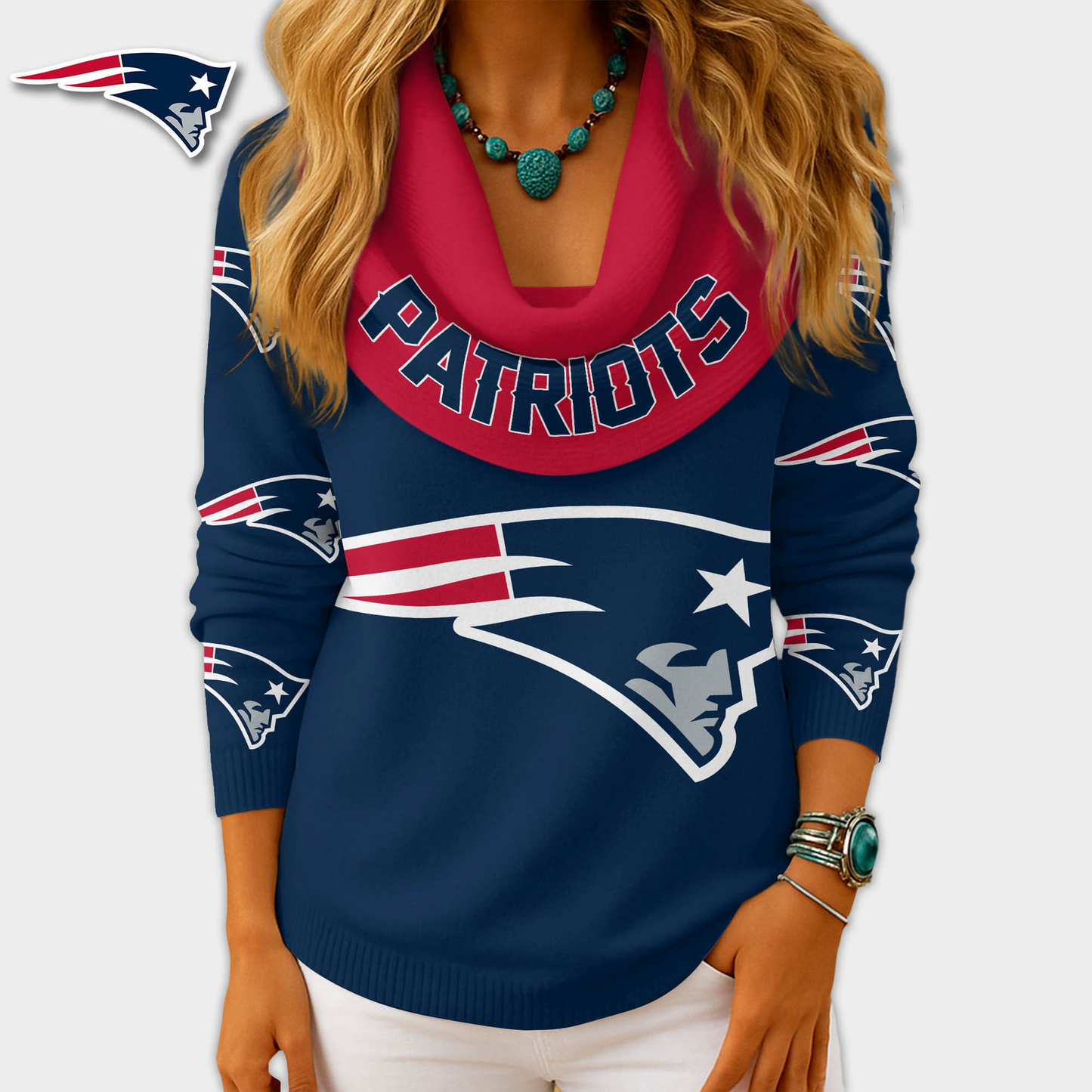 NEP Premium NFL Fan Cowl Neck Sweater 3D Shirt DDT NTL