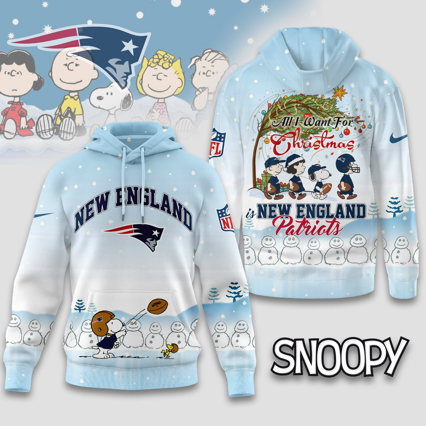 NEP Premium NFL Peanuts Snow Day Hoodie DDT CTND