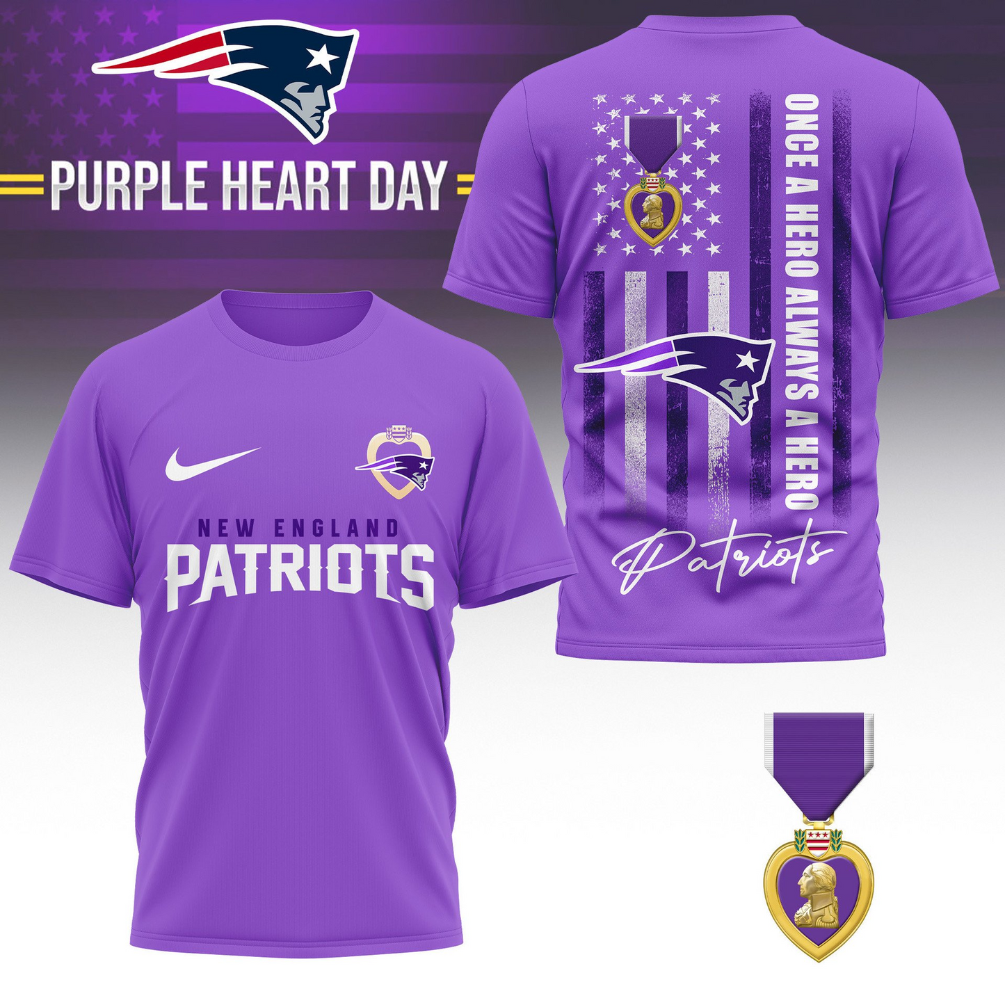 NEP Premium National Purple Hear Day 3D Shirt  300626