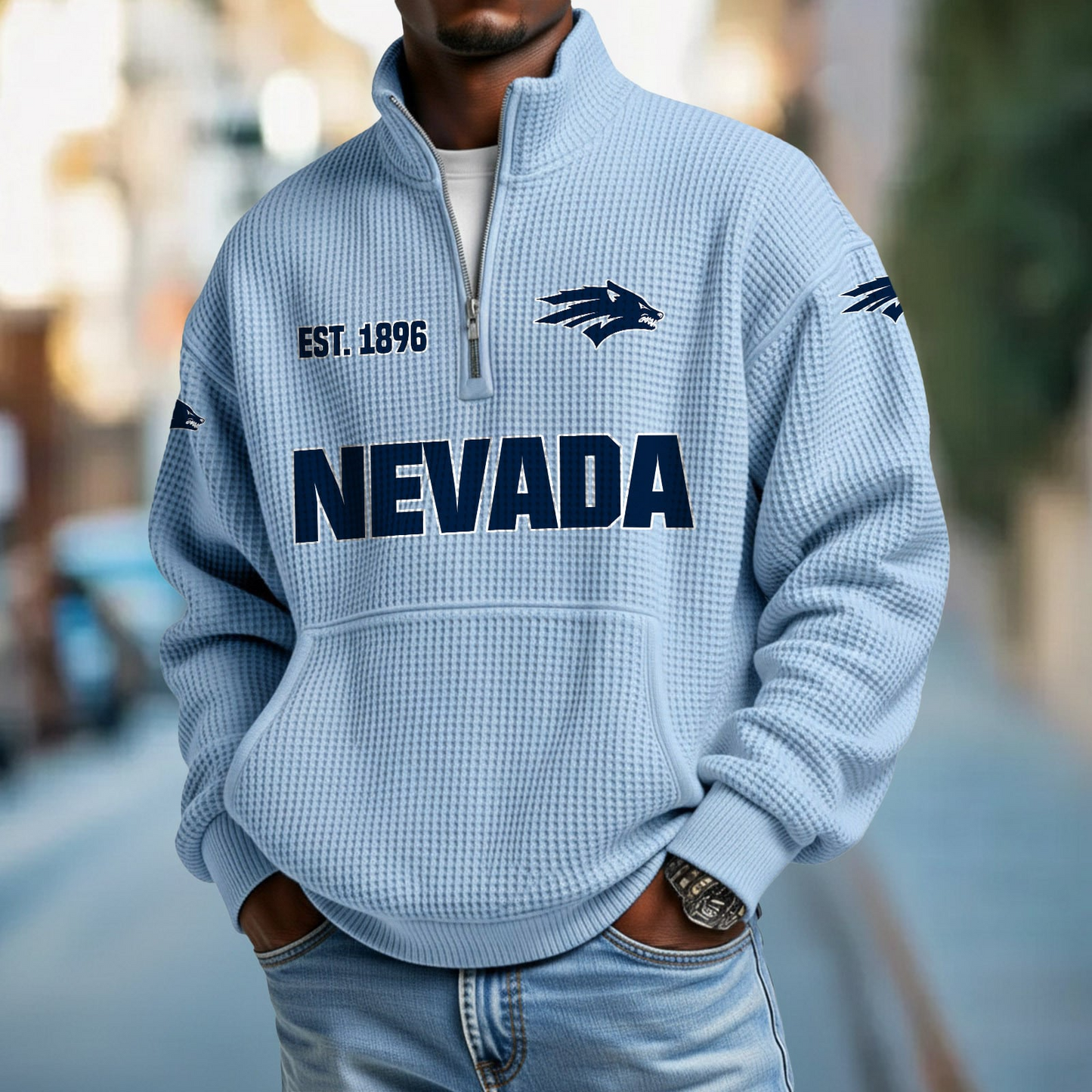 NEV x College Football - Waffle Stand Collar Half Zip Sweatshirt DatND DVT