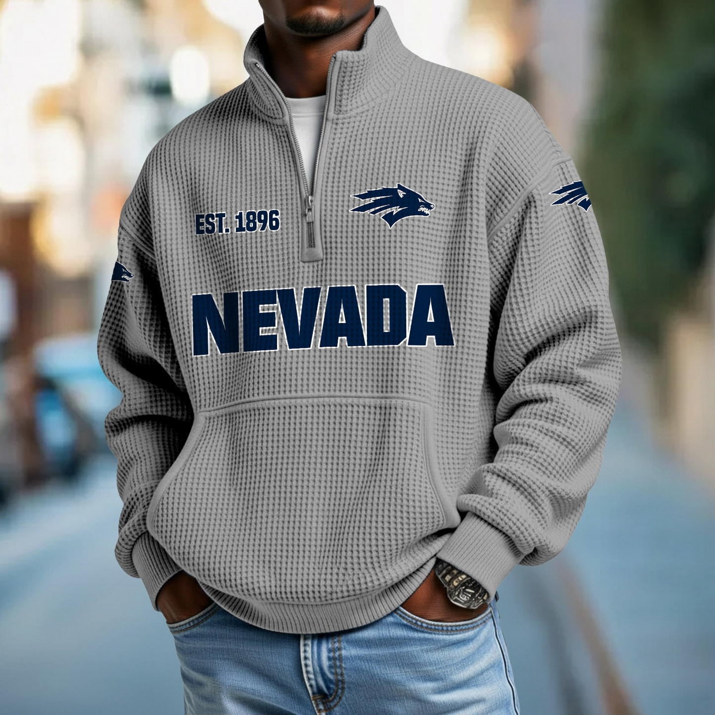 NEV x College Football - Waffle Stand Collar Half Zip Sweatshirt DatND DVT