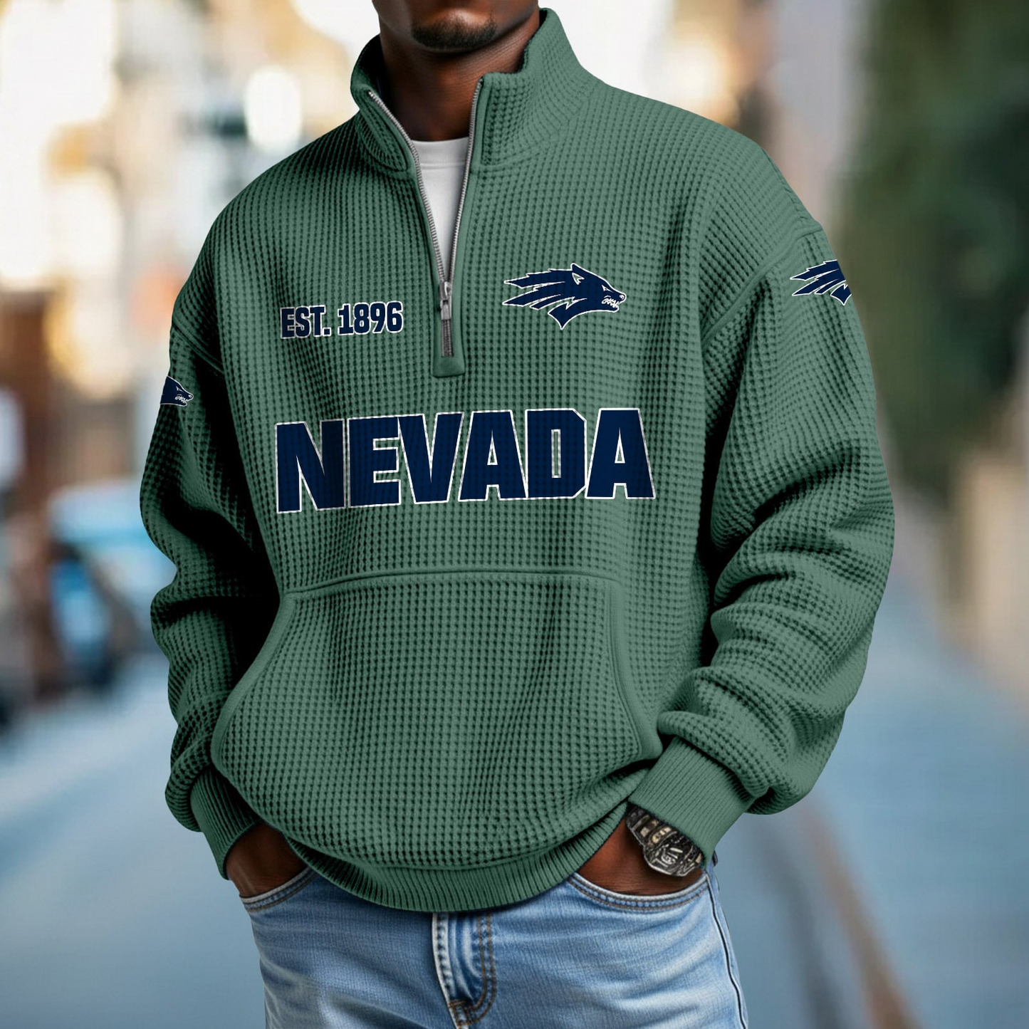 NEV x College Football - Waffle Stand Collar Half Zip Sweatshirt DatND DVT