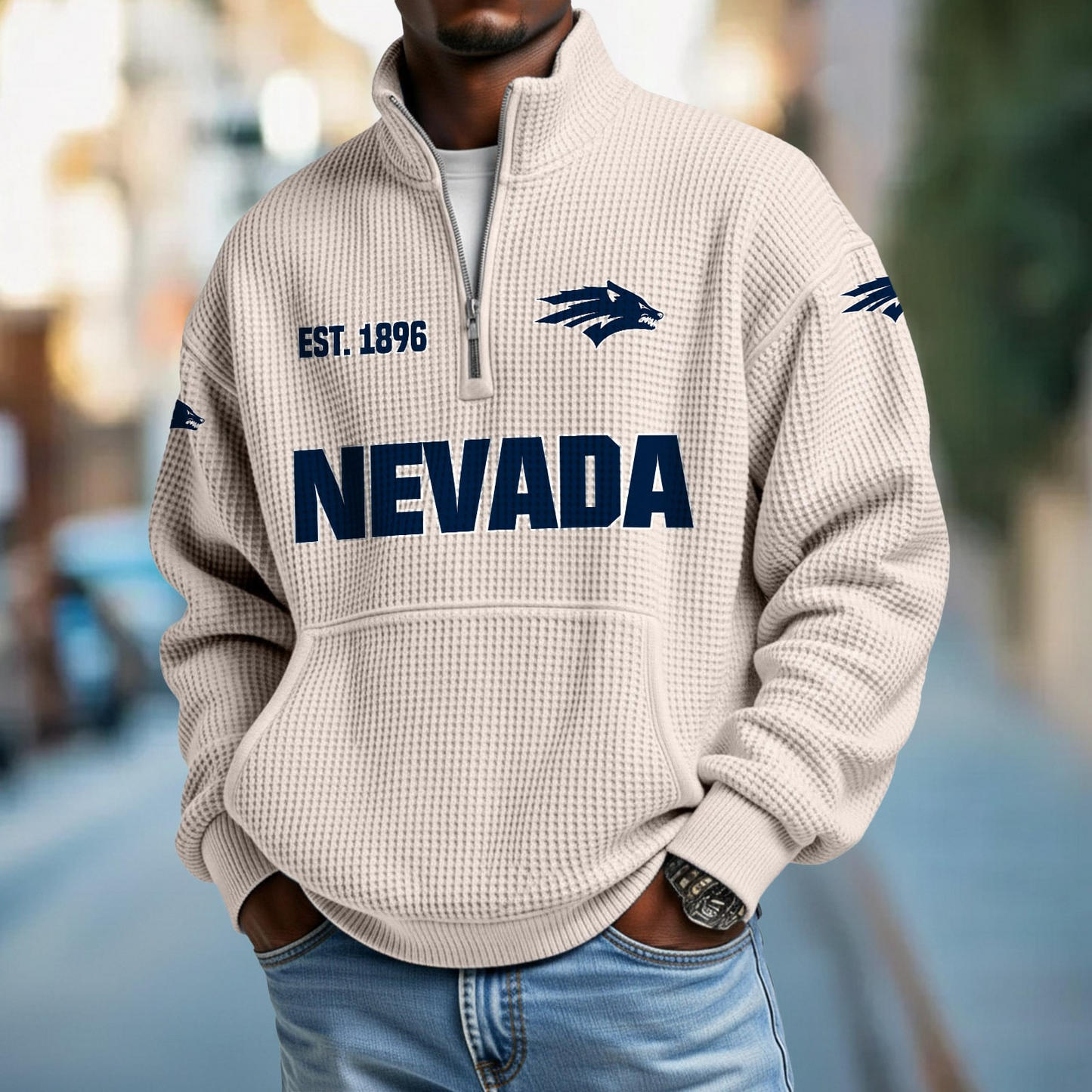 NEV x College Football - Waffle Stand Collar Half Zip Sweatshirt DatND DVT