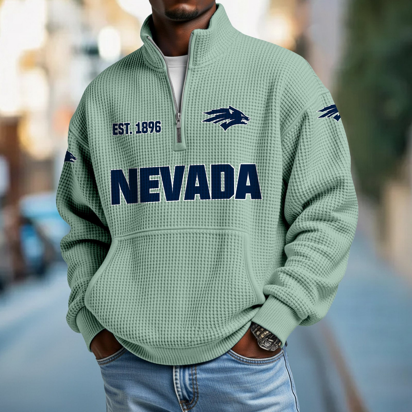 NEV x College Football - Waffle Stand Collar Half Zip Sweatshirt DatND DVT