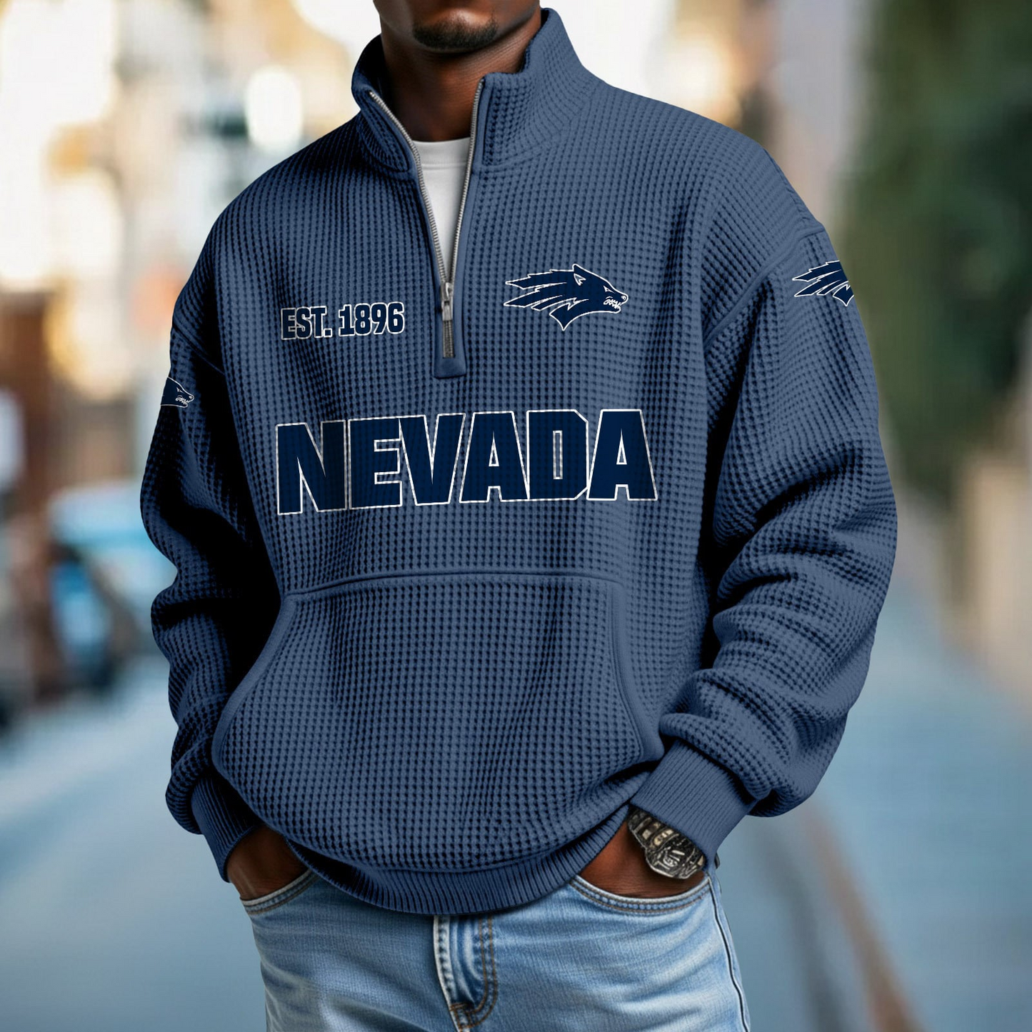 NEV x College Football - Waffle Stand Collar Half Zip Sweatshirt DatND DVT