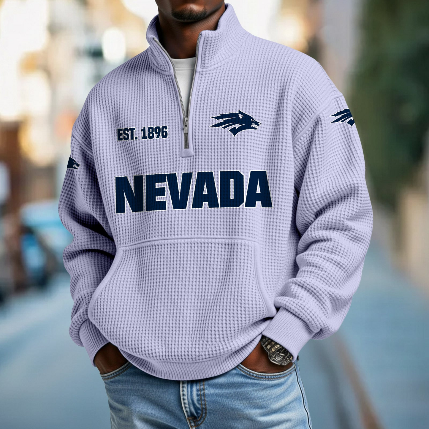 NEV x College Football - Waffle Stand Collar Half Zip Sweatshirt DatND DVT