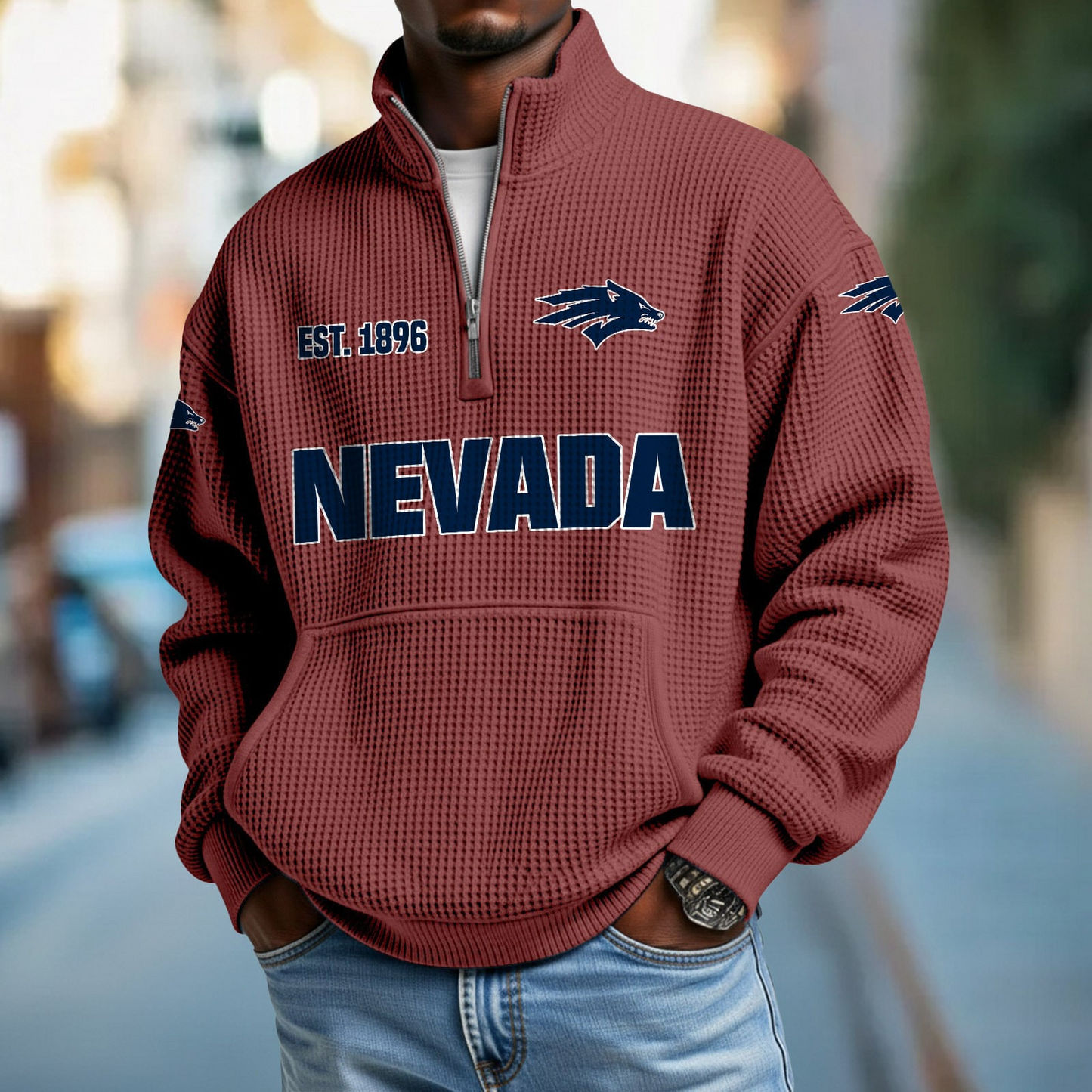 NEV x College Football - Waffle Stand Collar Half Zip Sweatshirt DatND DVT