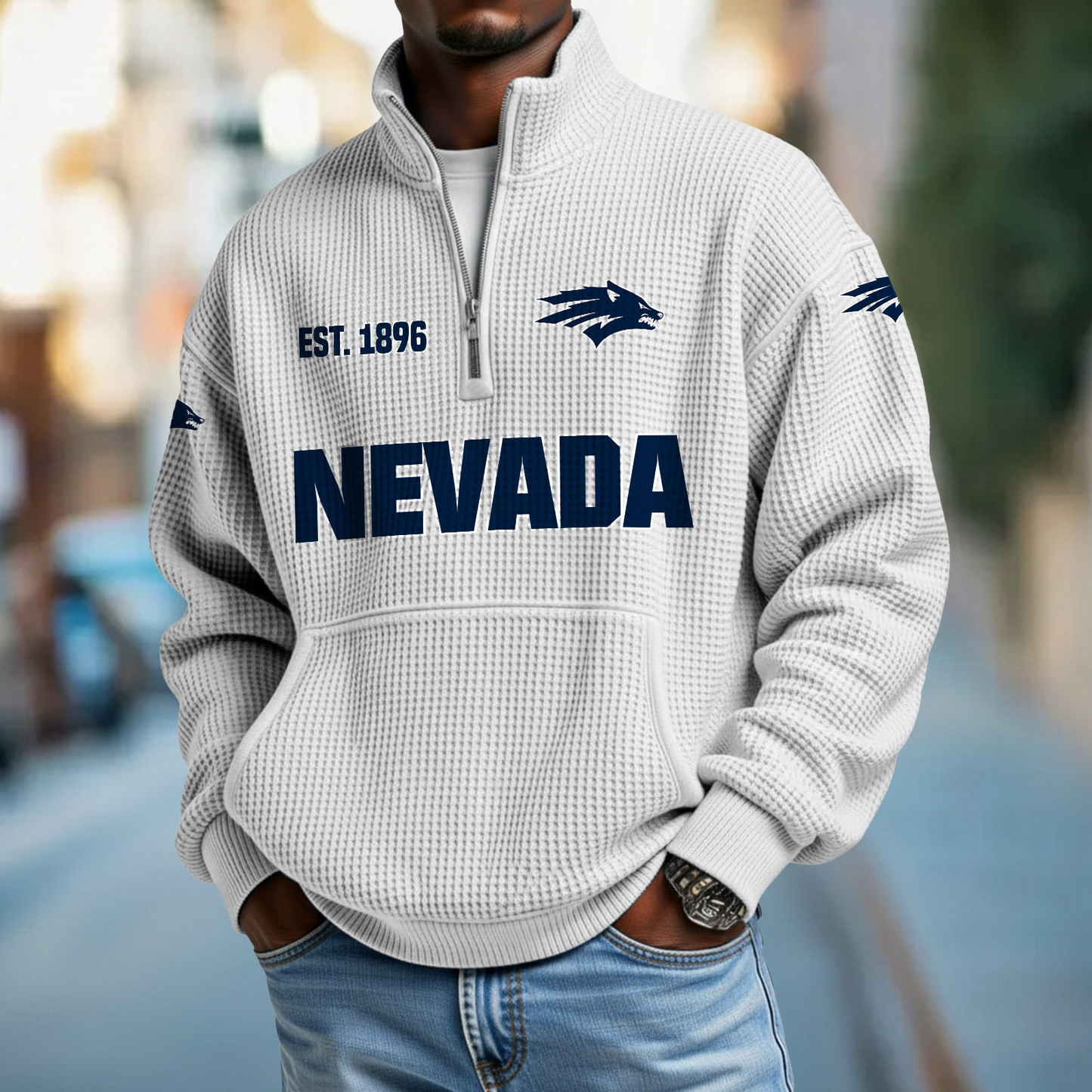 NEV x College Football - Waffle Stand Collar Half Zip Sweatshirt DatND DVT