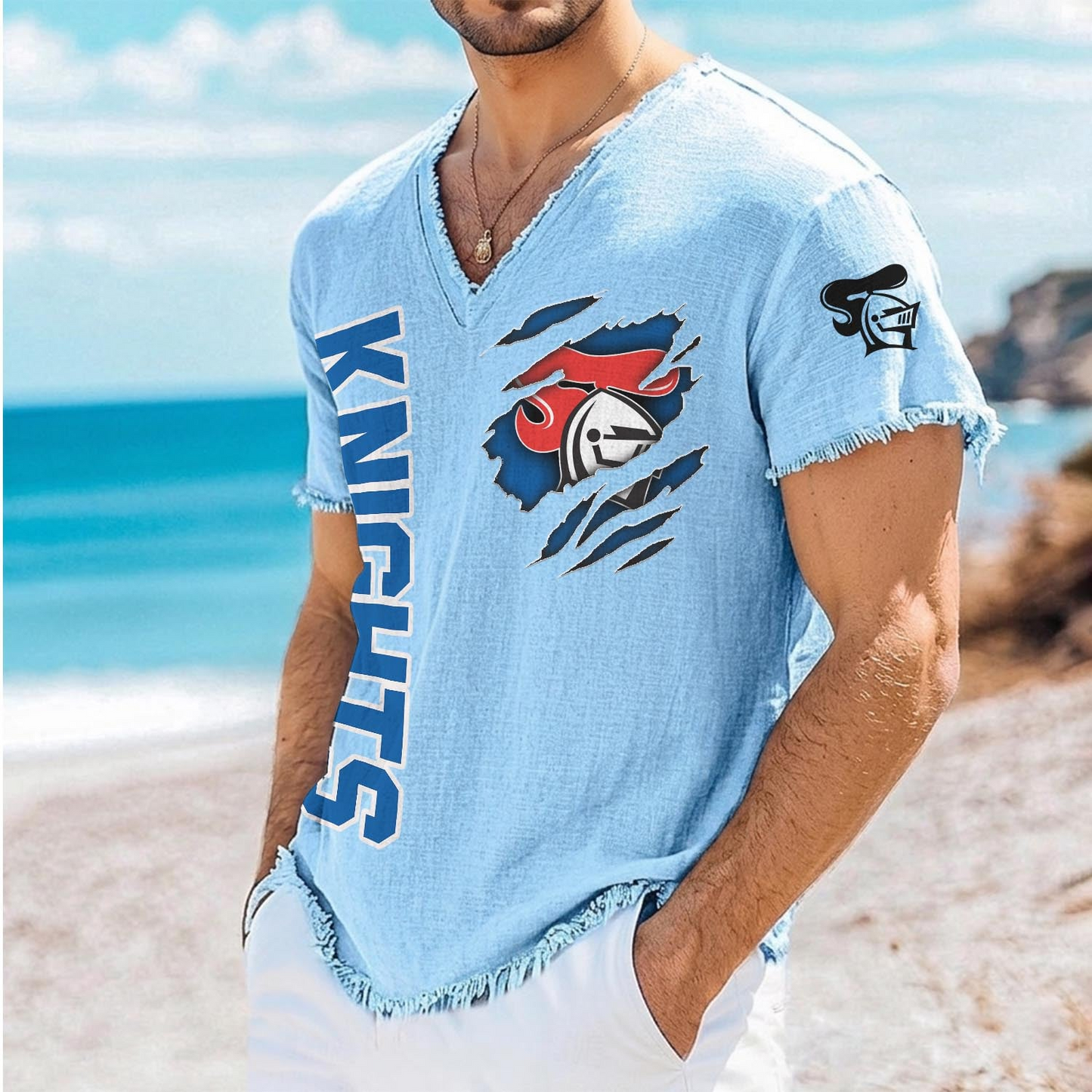 NEW x NRL V-Neck Linen Beach Shirt 1905 DatND DVT