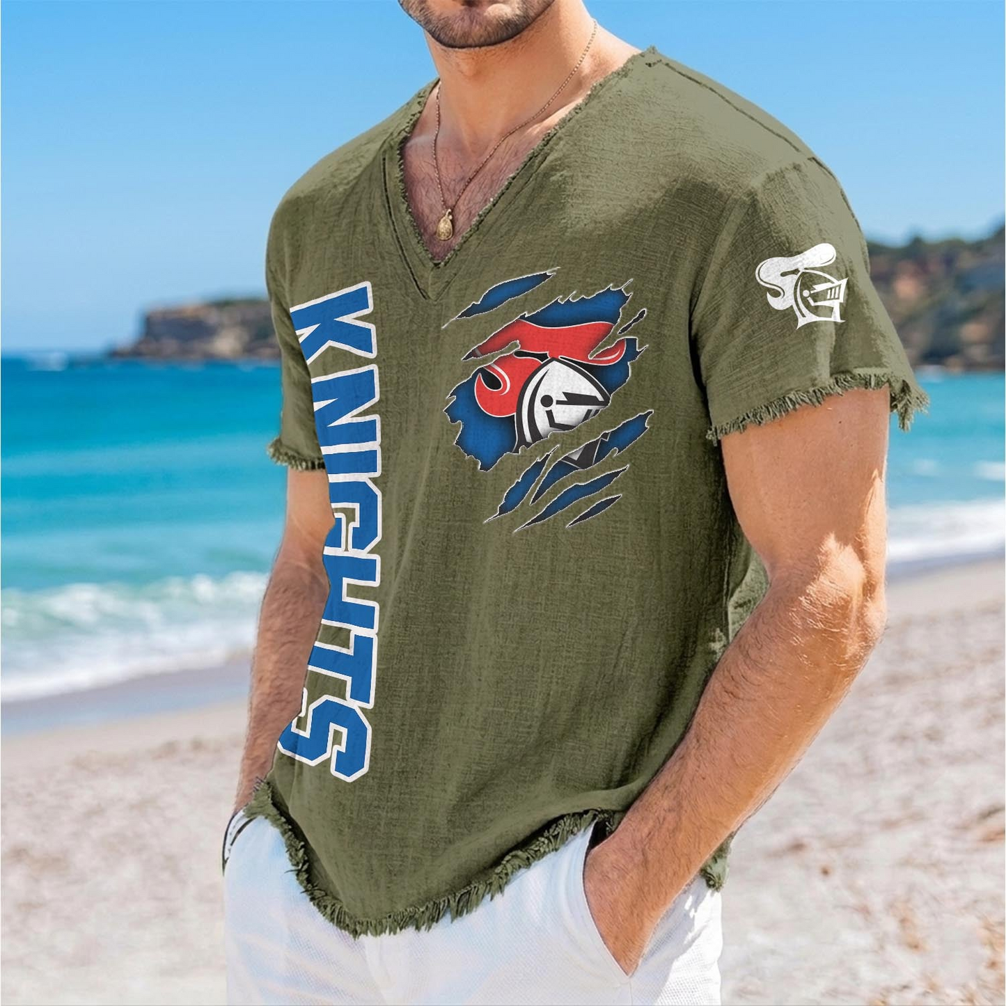 NEW x NRL V-Neck Linen Beach Shirt 1905 DatND DVT