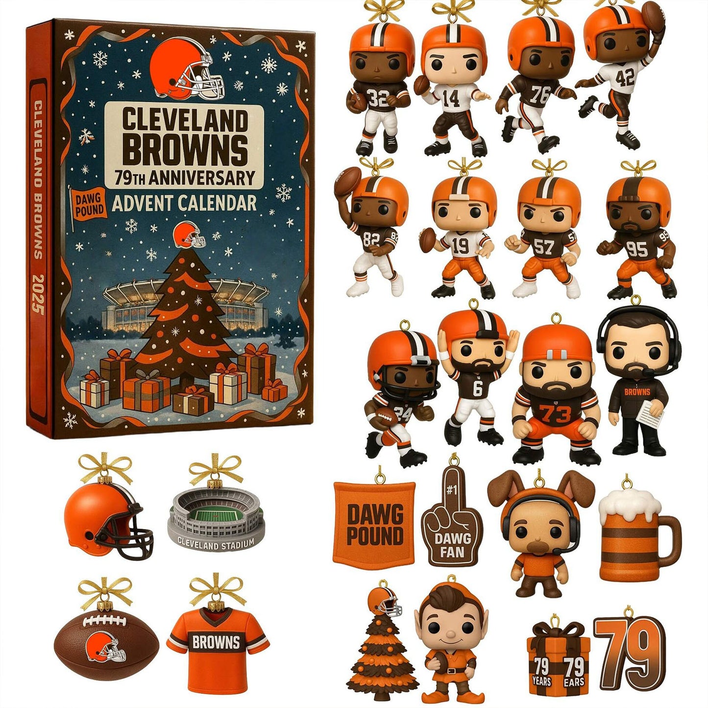 NFL CLE Team Advent Calendar Christmas V1 NAK NHM