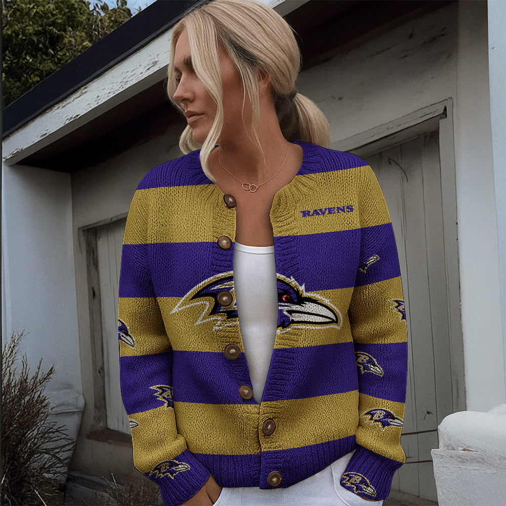 NFL x BAL Women's Cardigan Sweater HLP