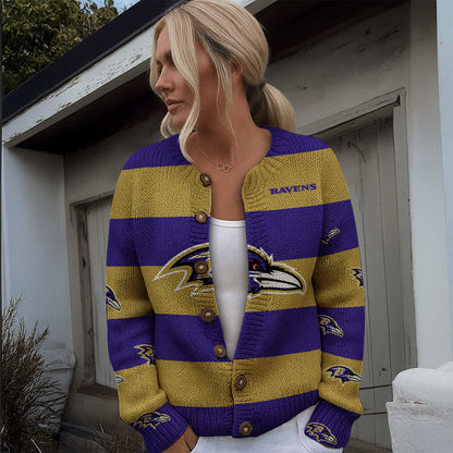 NFL x BAL Women's Cardigan Sweater HLP