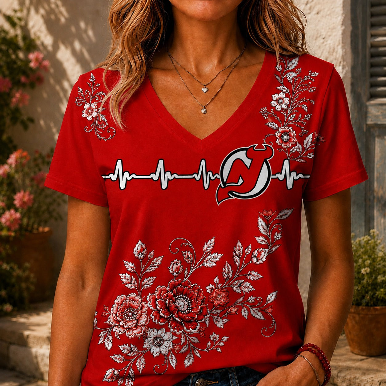 NJD x NHL Luxury Women V-Neck Shirt