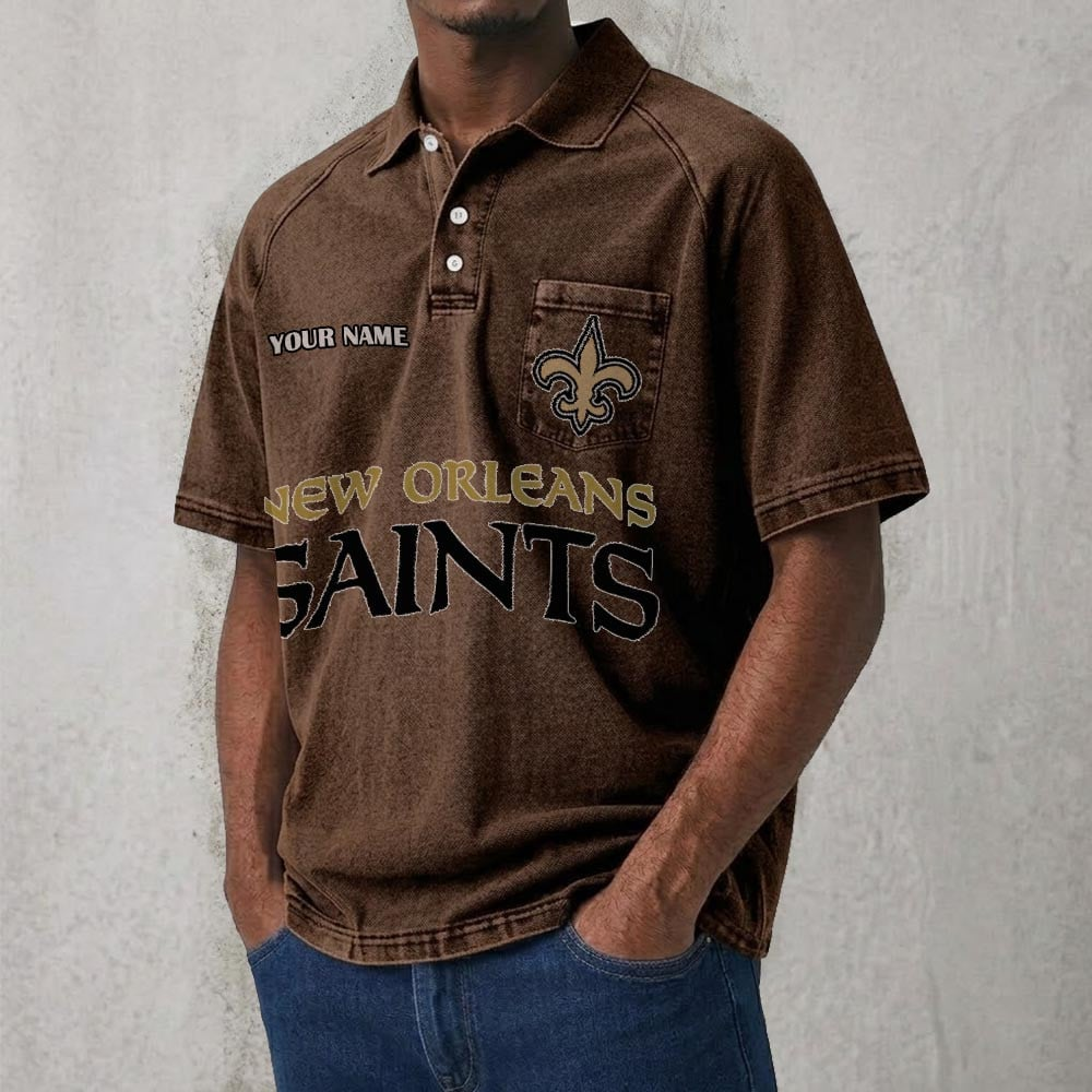 NO x NFL Men's Distressed Turn-Down Collar Polo DATND TANTD 250526