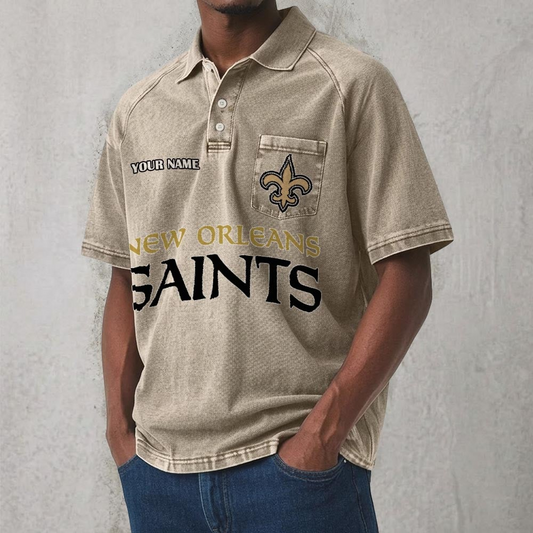 NO x NFL Men's Distressed Turn-Down Collar Polo DATND TANTD 250526