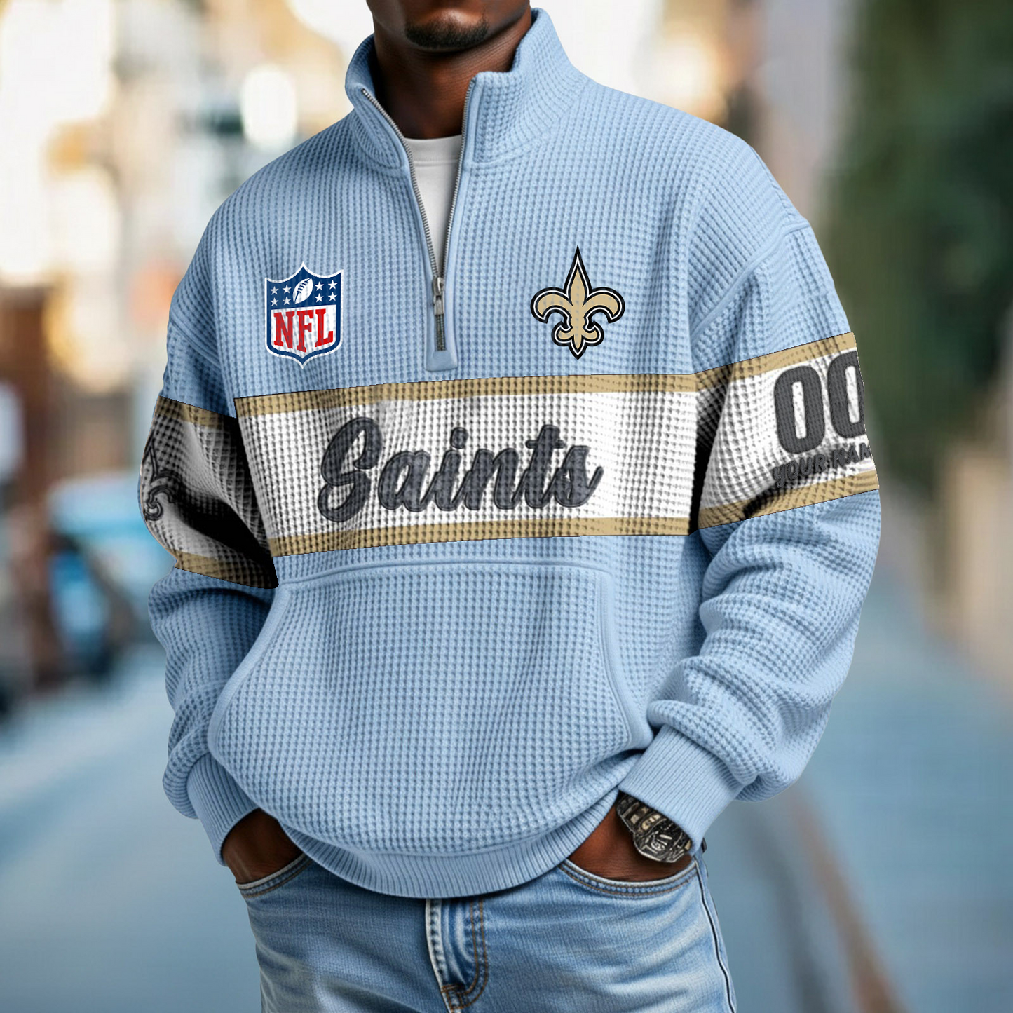 NO x NFL Quarter-Zip Waffle Pullover DATND TANTD