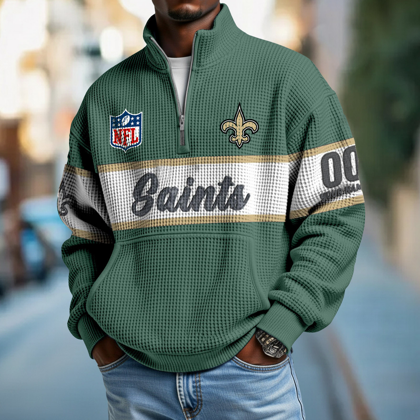NO x NFL Quarter-Zip Waffle Pullover DATND TANTD