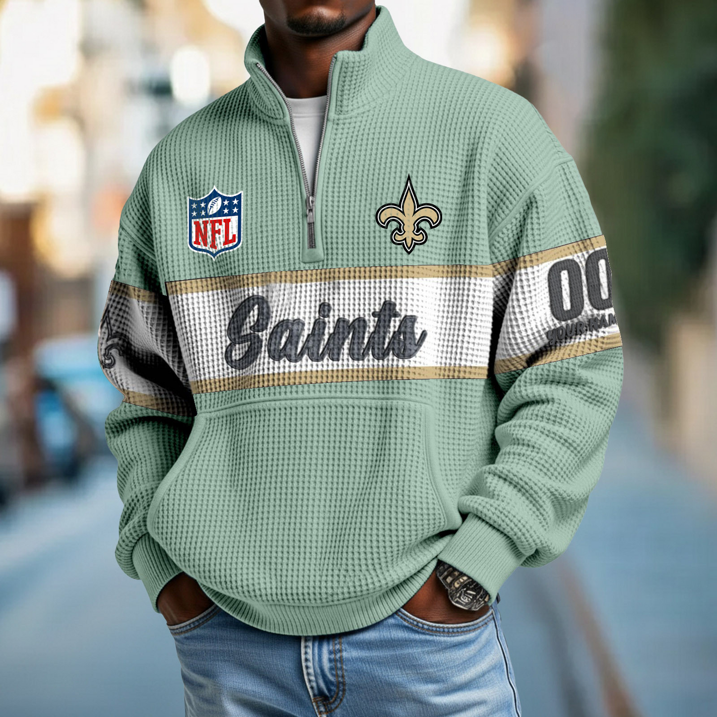 NO x NFL Quarter-Zip Waffle Pullover DATND TANTD