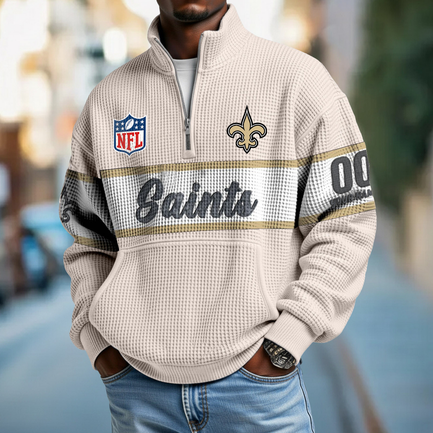 NO x NFL Quarter-Zip Waffle Pullover DATND TANTD