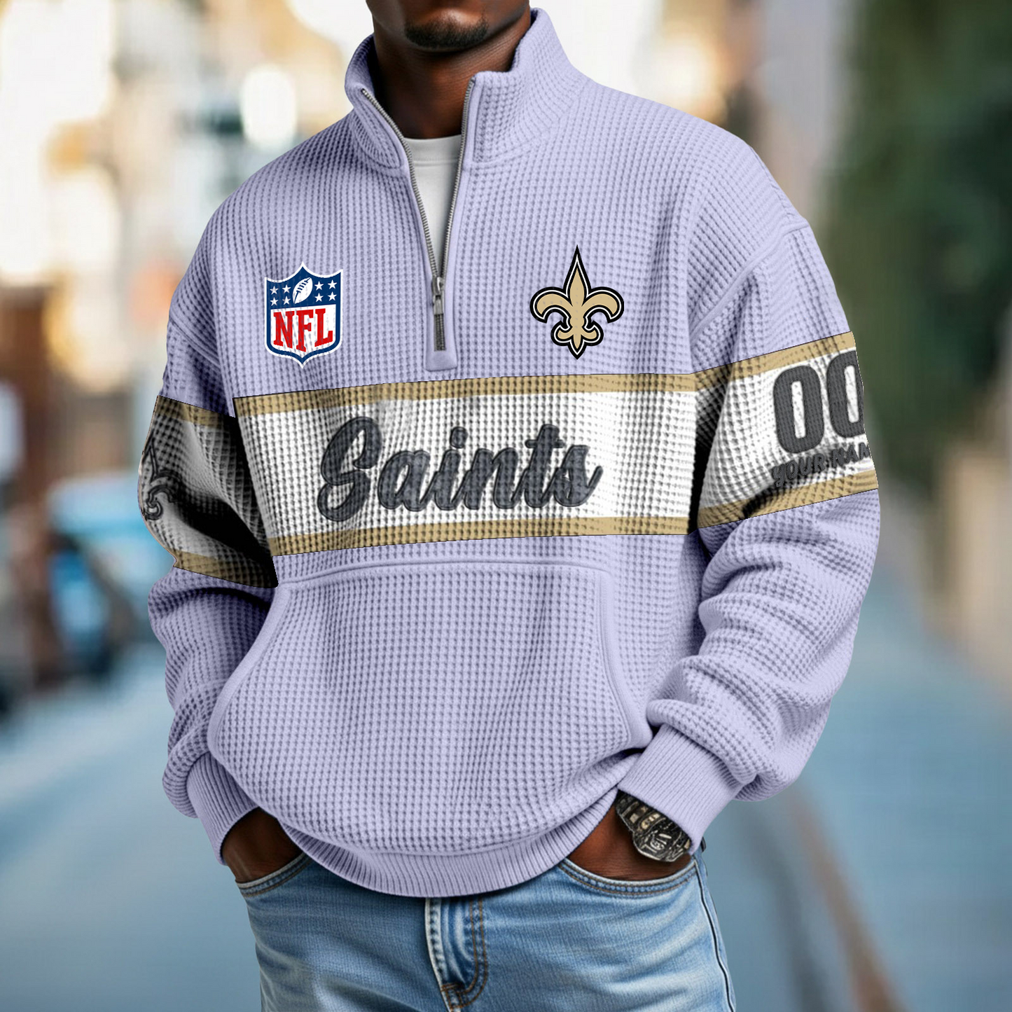 NO x NFL Quarter-Zip Waffle Pullover DATND TANTD