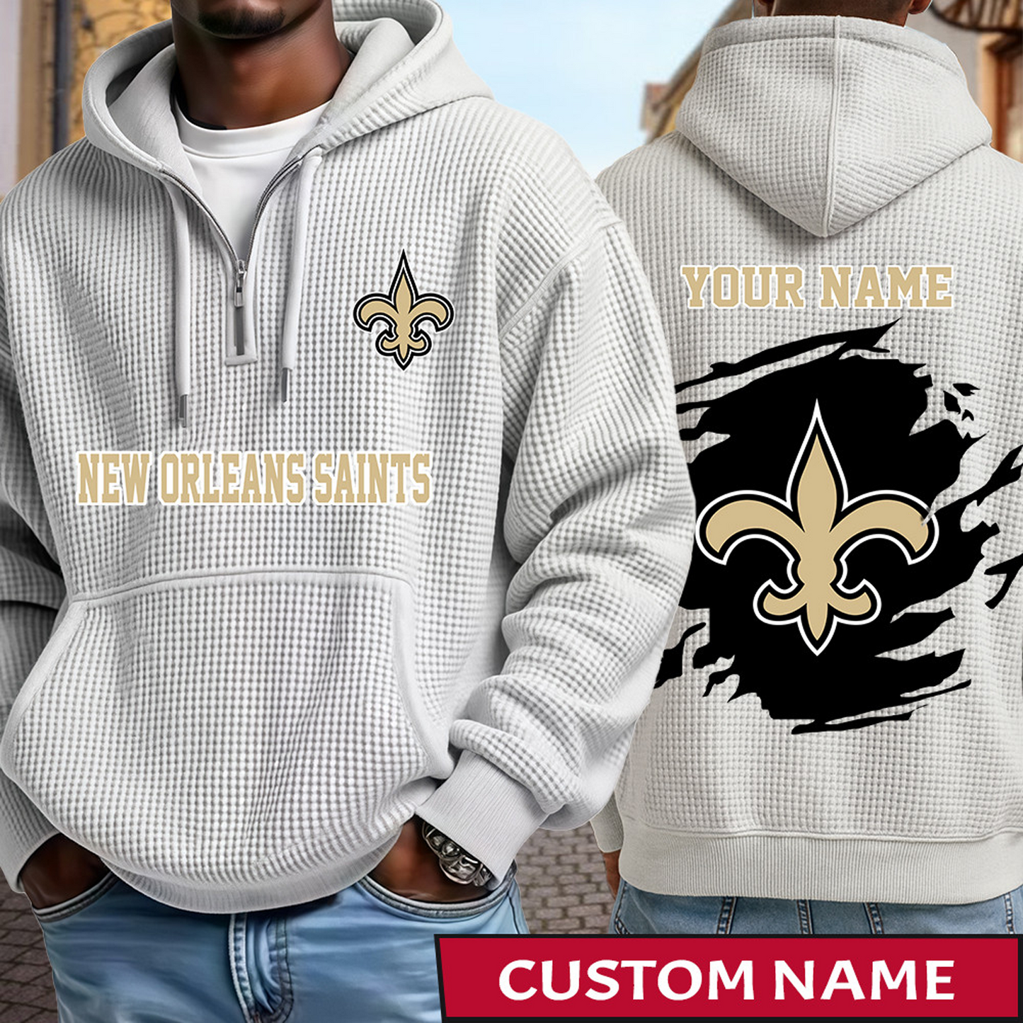 NO x NFL Waffle Half Zip Hoodie DATND TANTD