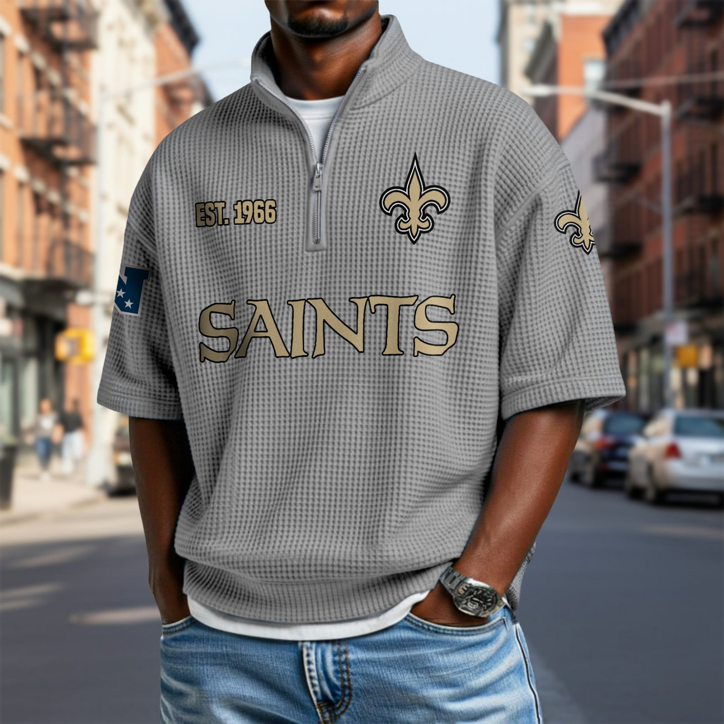 NO x NFL Waffle Short Sleeve Polo Shirt DatND DVT
