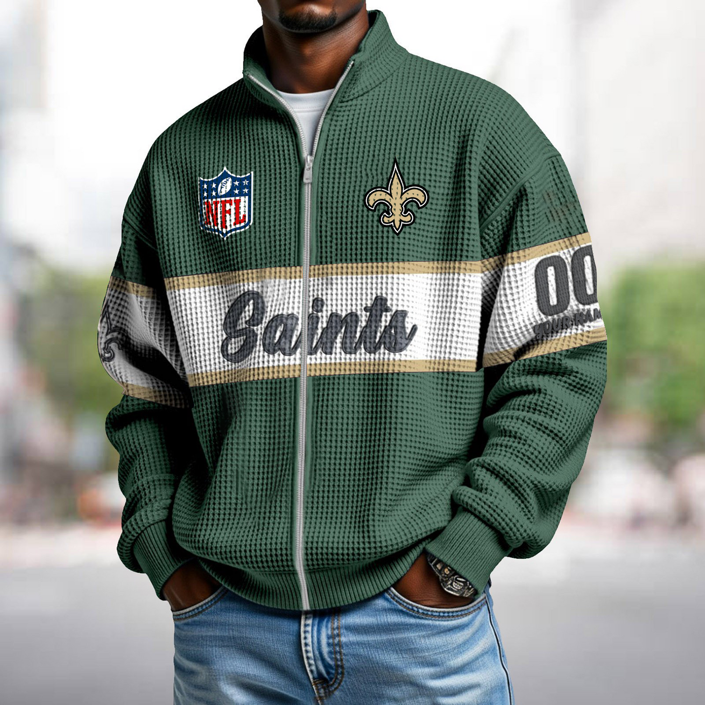 NO x NFL Waffle Zip-Up Sweatshirt DATND TANTD