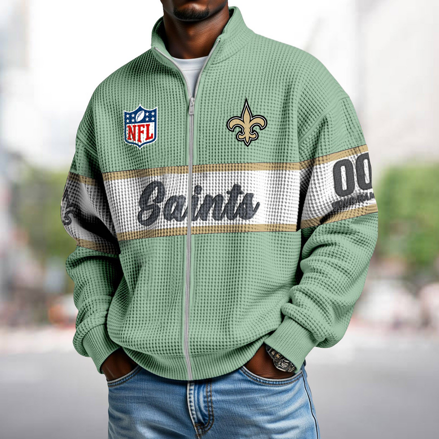 NO x NFL Waffle Zip-Up Sweatshirt DATND TANTD