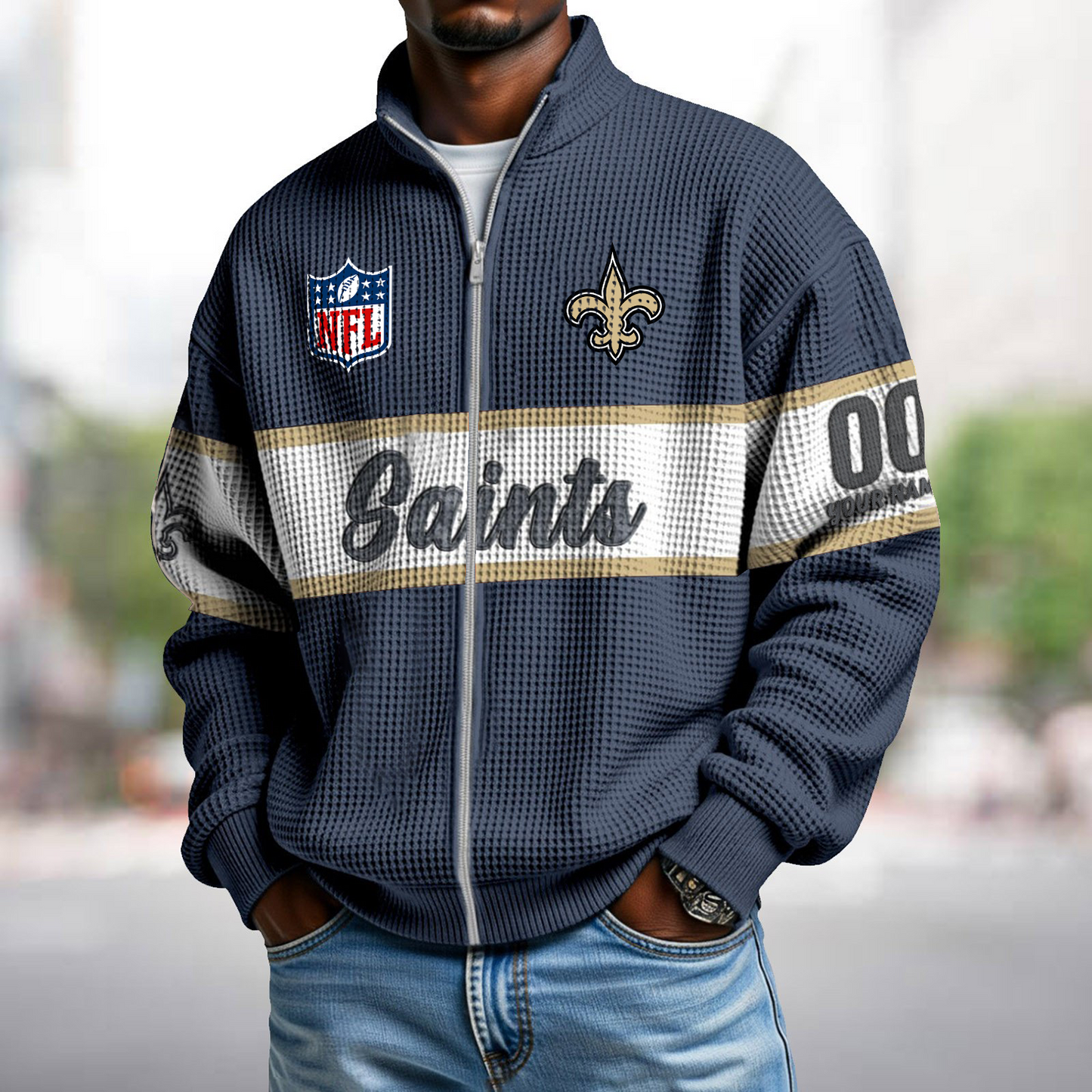 NO x NFL Waffle Zip-Up Sweatshirt DATND TANTD