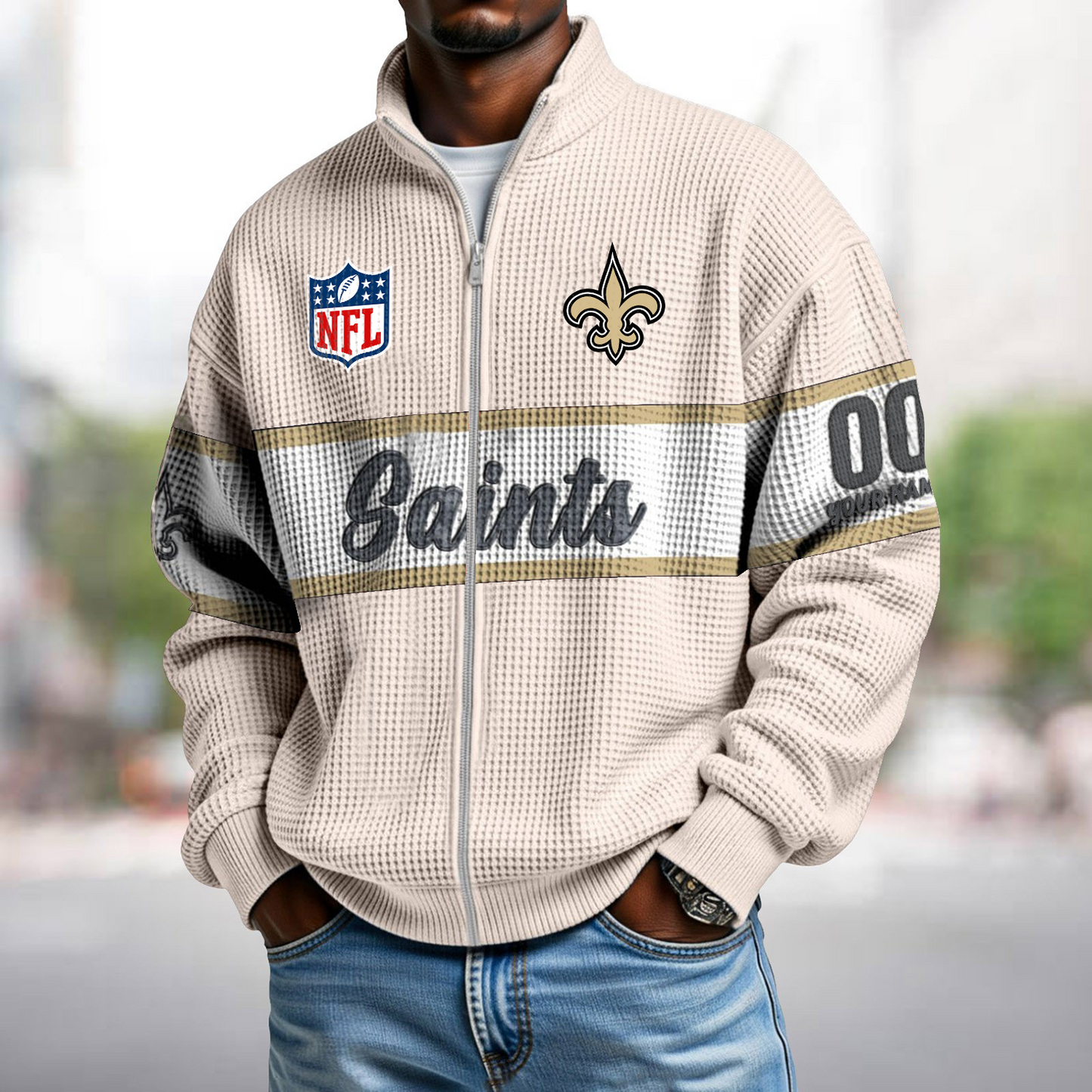 NO x NFL Waffle Zip-Up Sweatshirt DATND TANTD