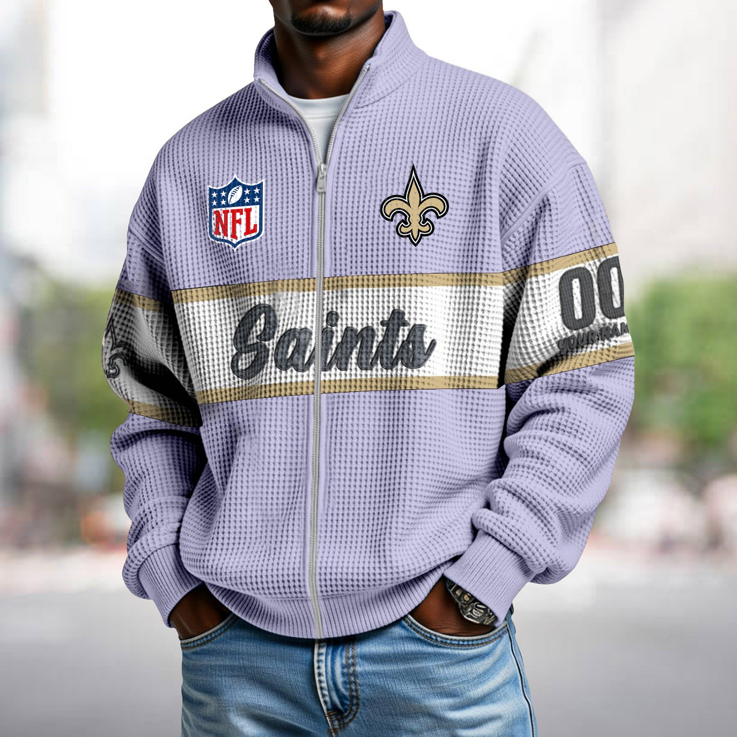 NO x NFL Waffle Zip-Up Sweatshirt DATND TANTD