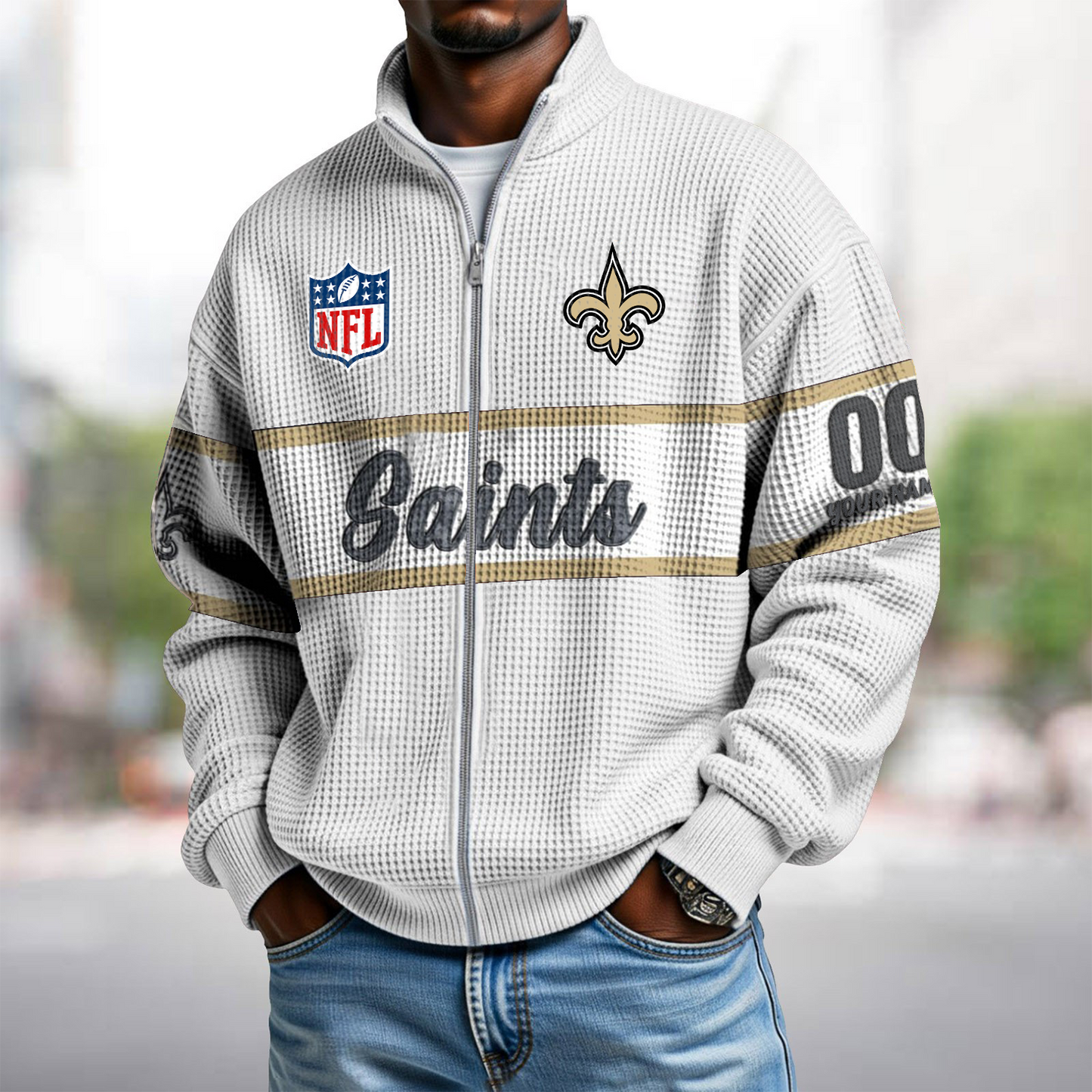 NO x NFL Waffle Zip-Up Sweatshirt DATND TANTD