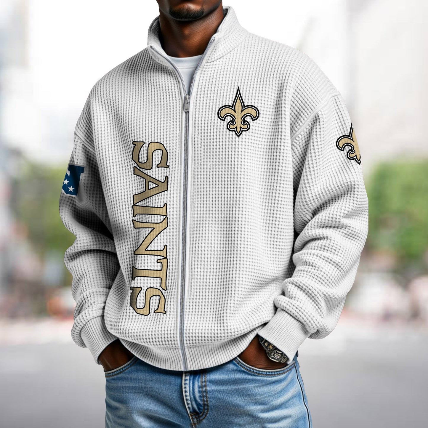 NO x NFL Waffle Zip-Up Sweatshirt DATND TANTD