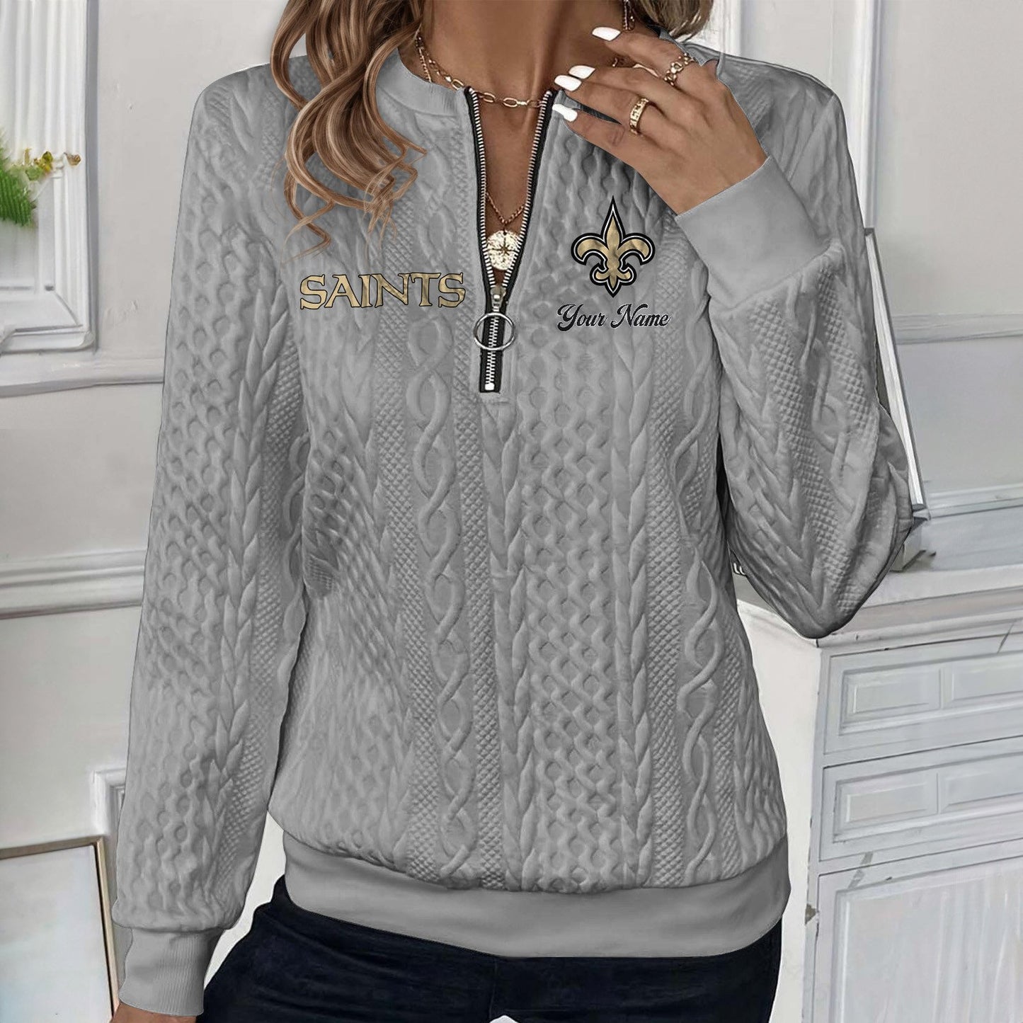 NO x NFL Women's Quilted Zip-UP Sweatshirt DatND DVT