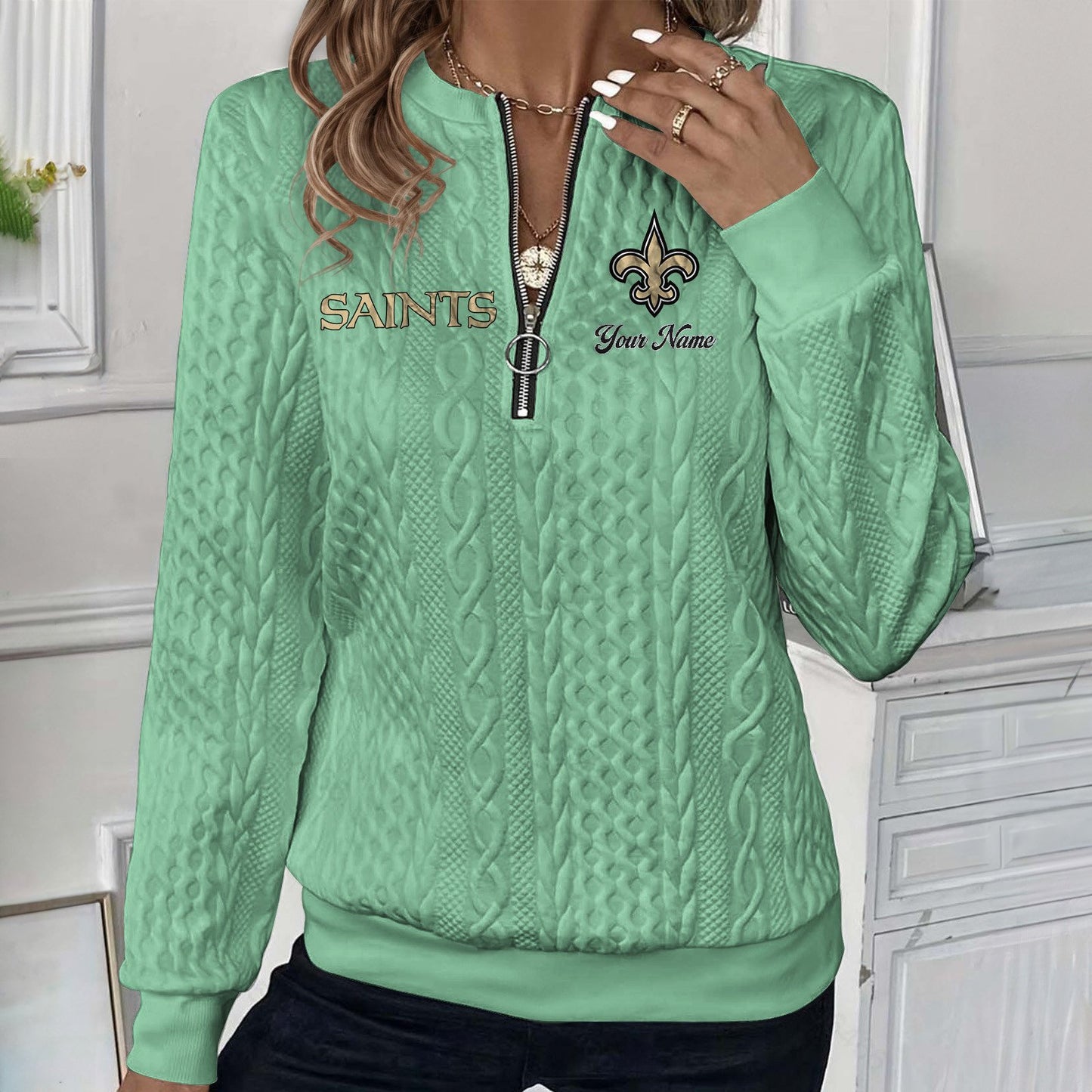 NO x NFL Women's Quilted Zip-UP Sweatshirt DatND DVT