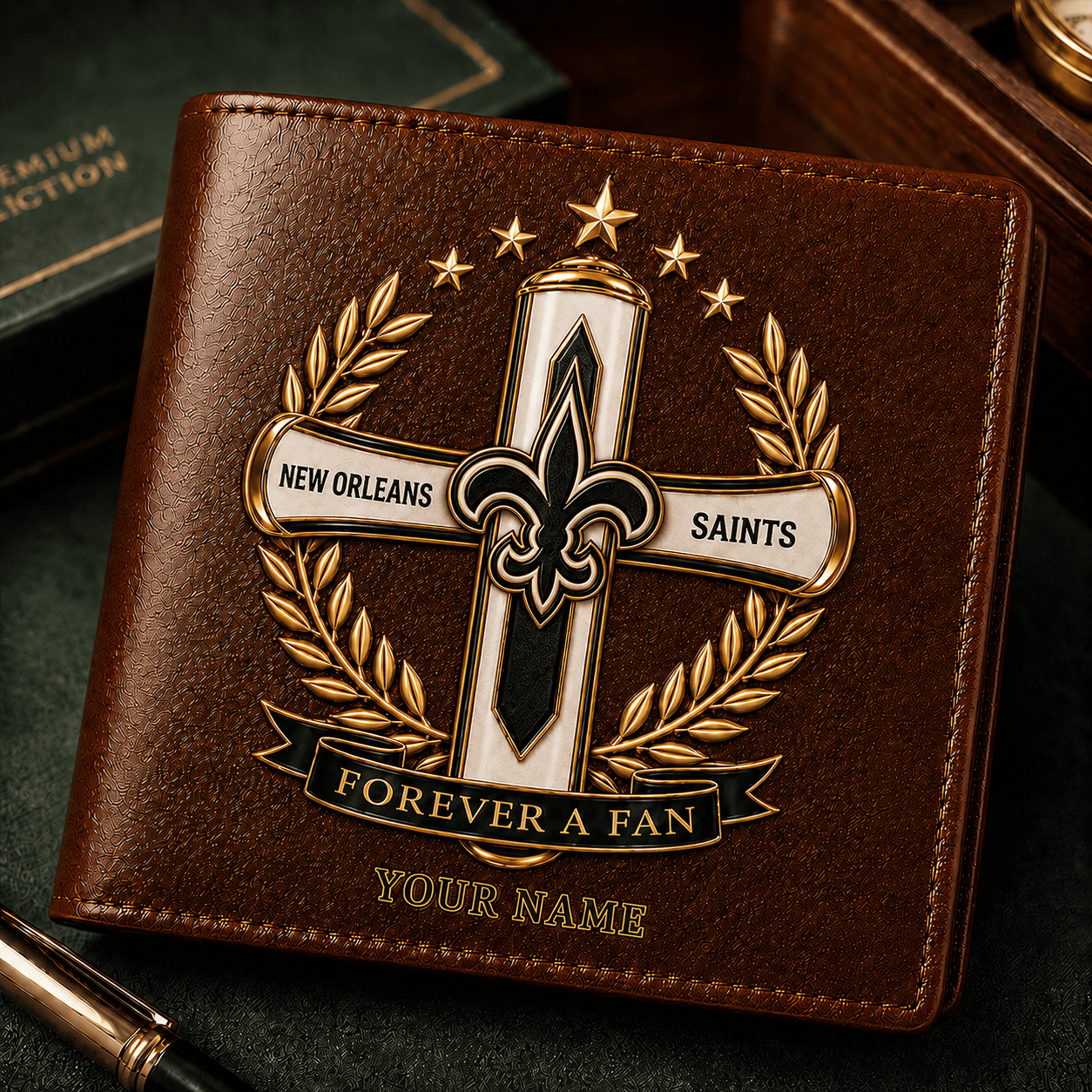 NOS x NFL Cross Men Leather Wallet Custom Any Name Gifts 220626