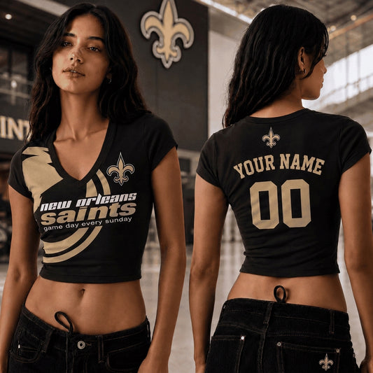 NOS x NFL Premium Women V-neck Croptop Personalized Gift For Fan